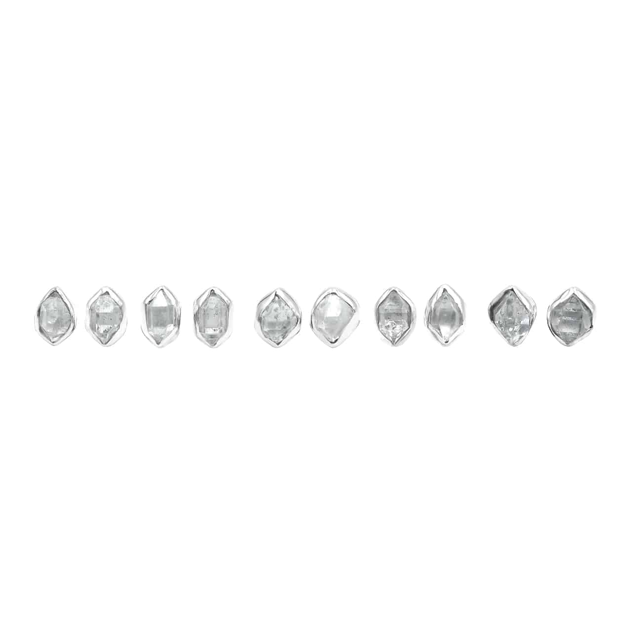 The Herkimer Diamond Post Earrings Set of 5 pairs