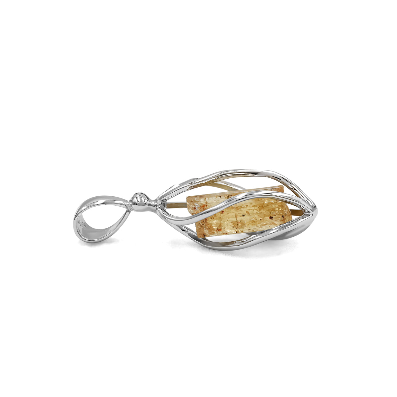 Imperial Topaz Crystal Spiral Cage Pendant in Sterling Silver