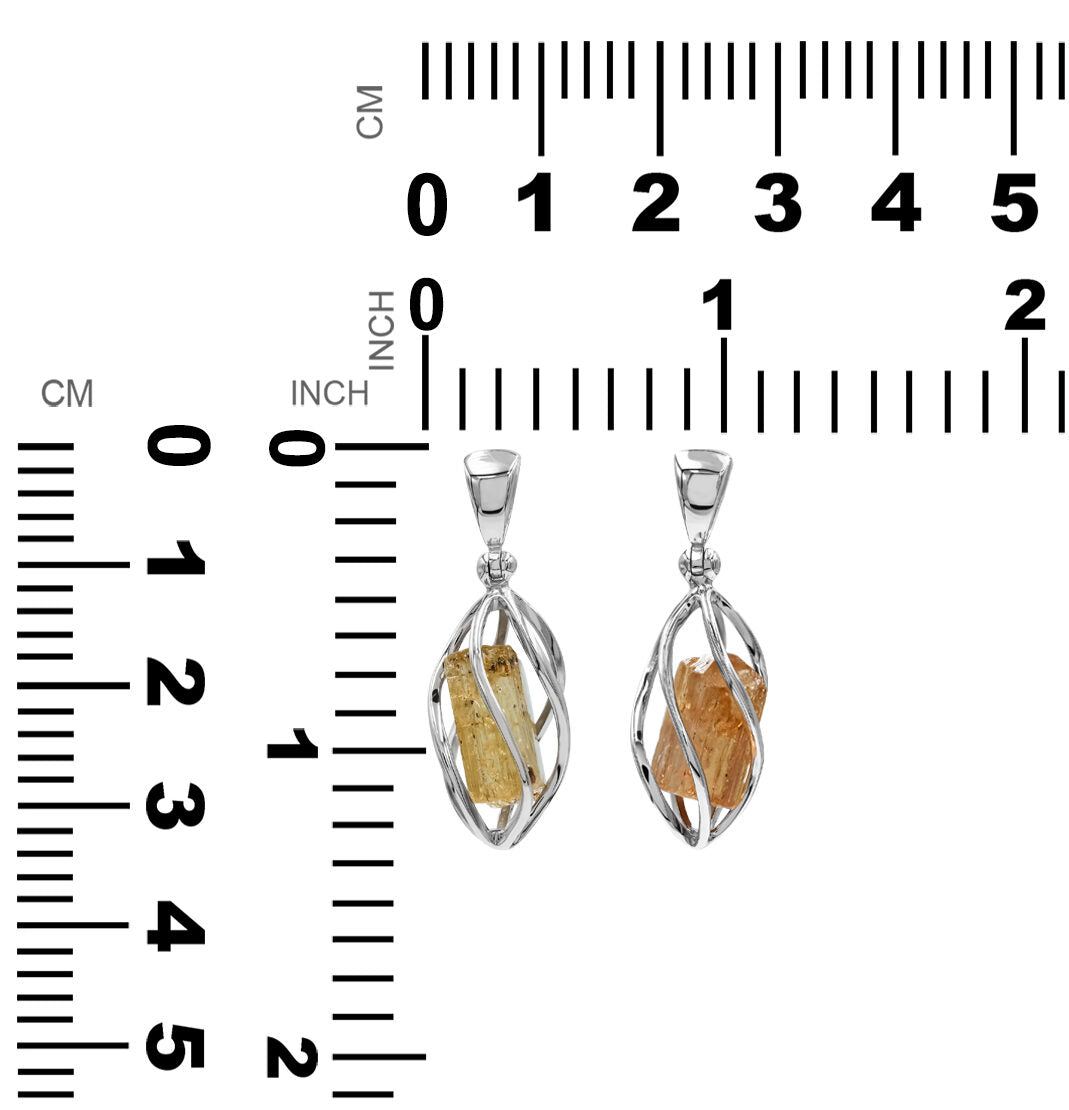 Imperial Topaz Crystal Spiral Cage Pendant in Sterling Silver