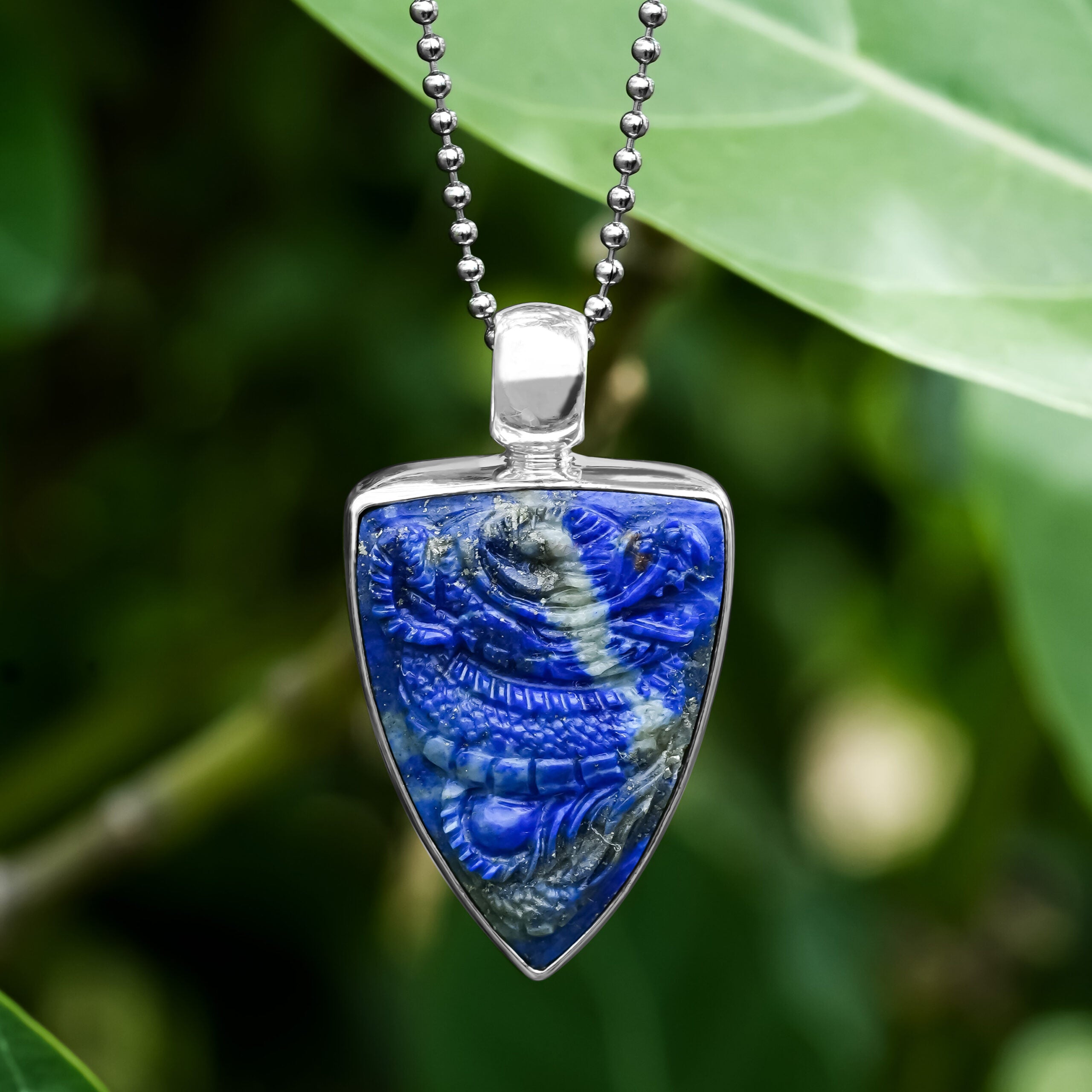 Lapis Lazuli Carved Dragon Pendant