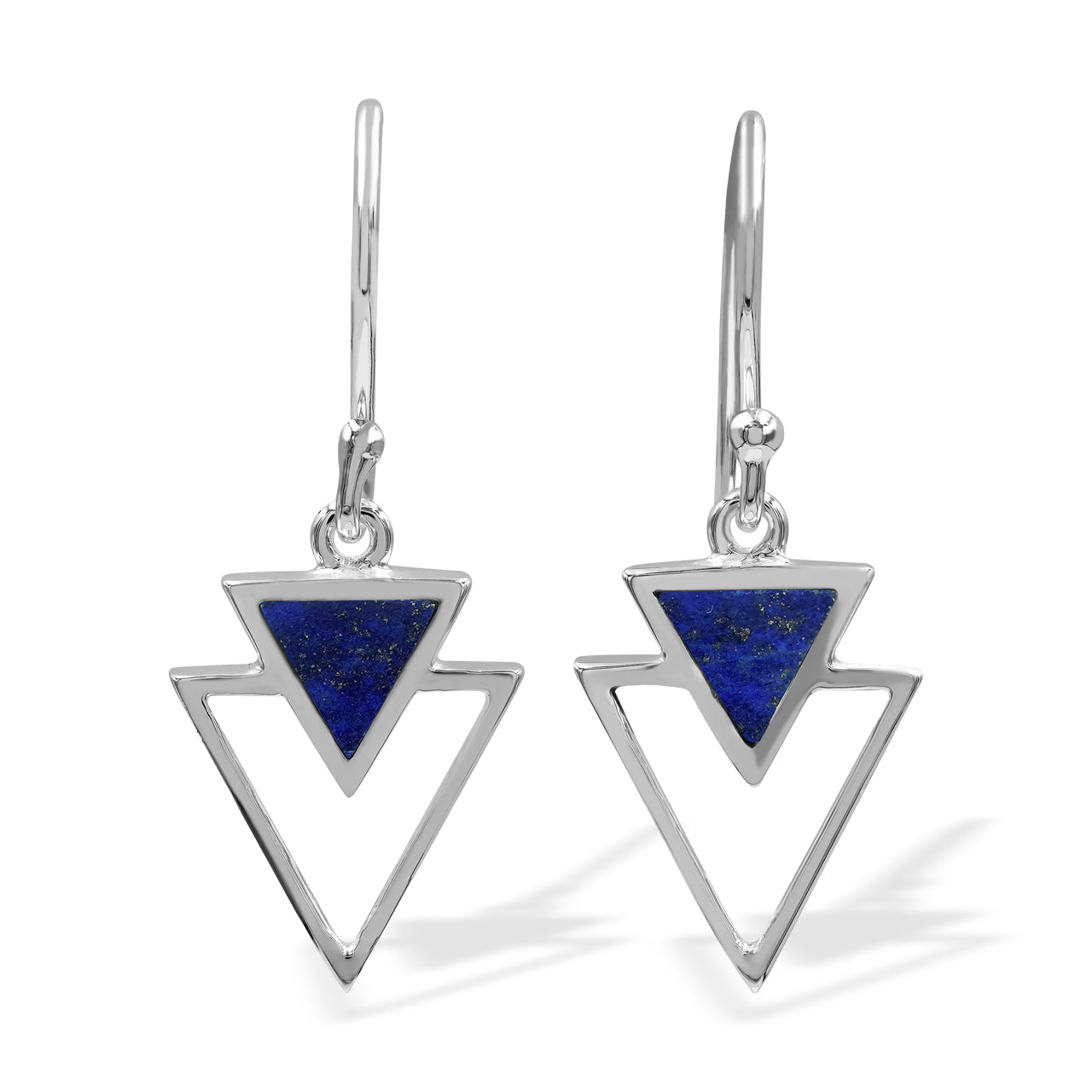 Lapis Lazuli Triangle Stacked Pendant &amp; Earrings Set