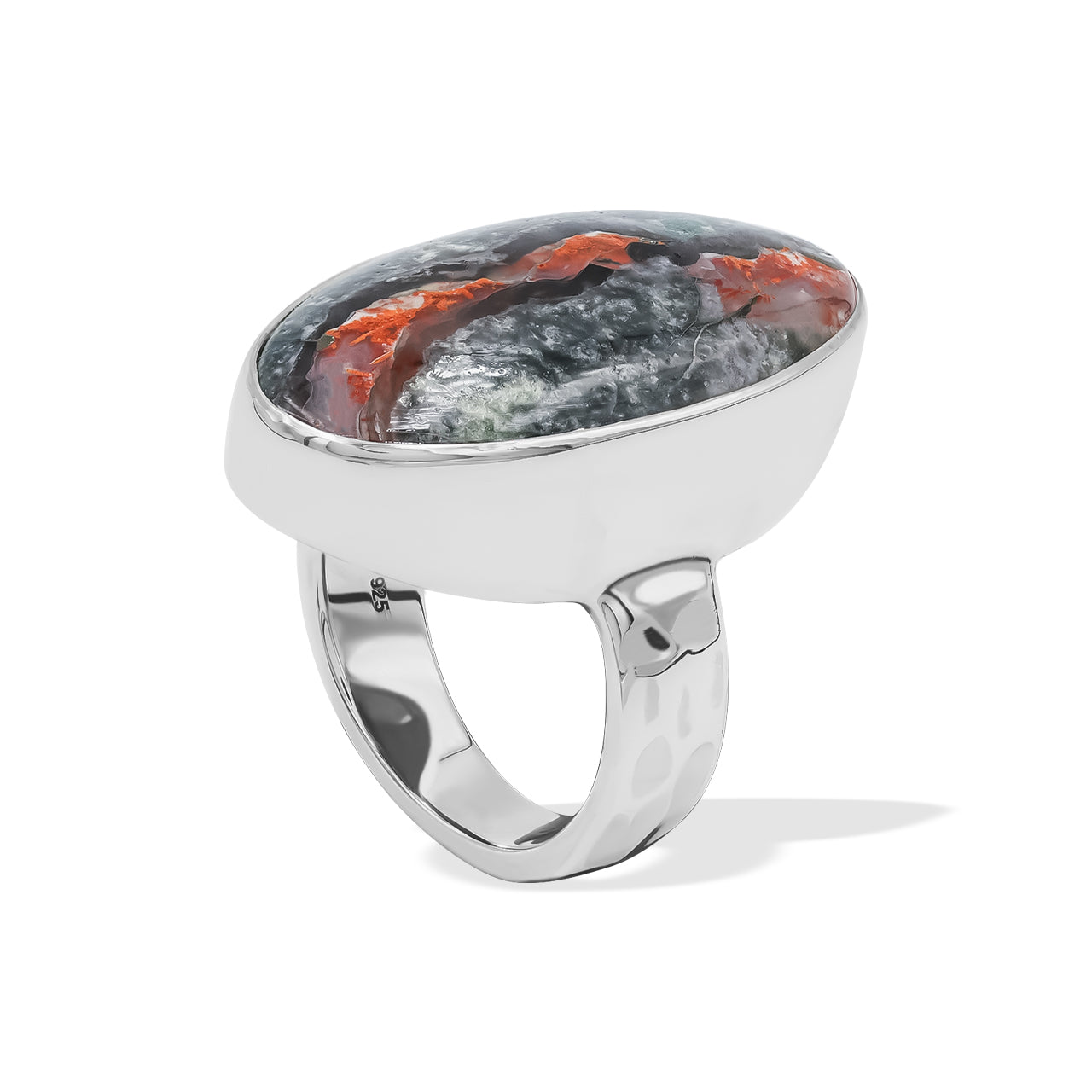 Oval Shaped Magma Chalcedony Ring