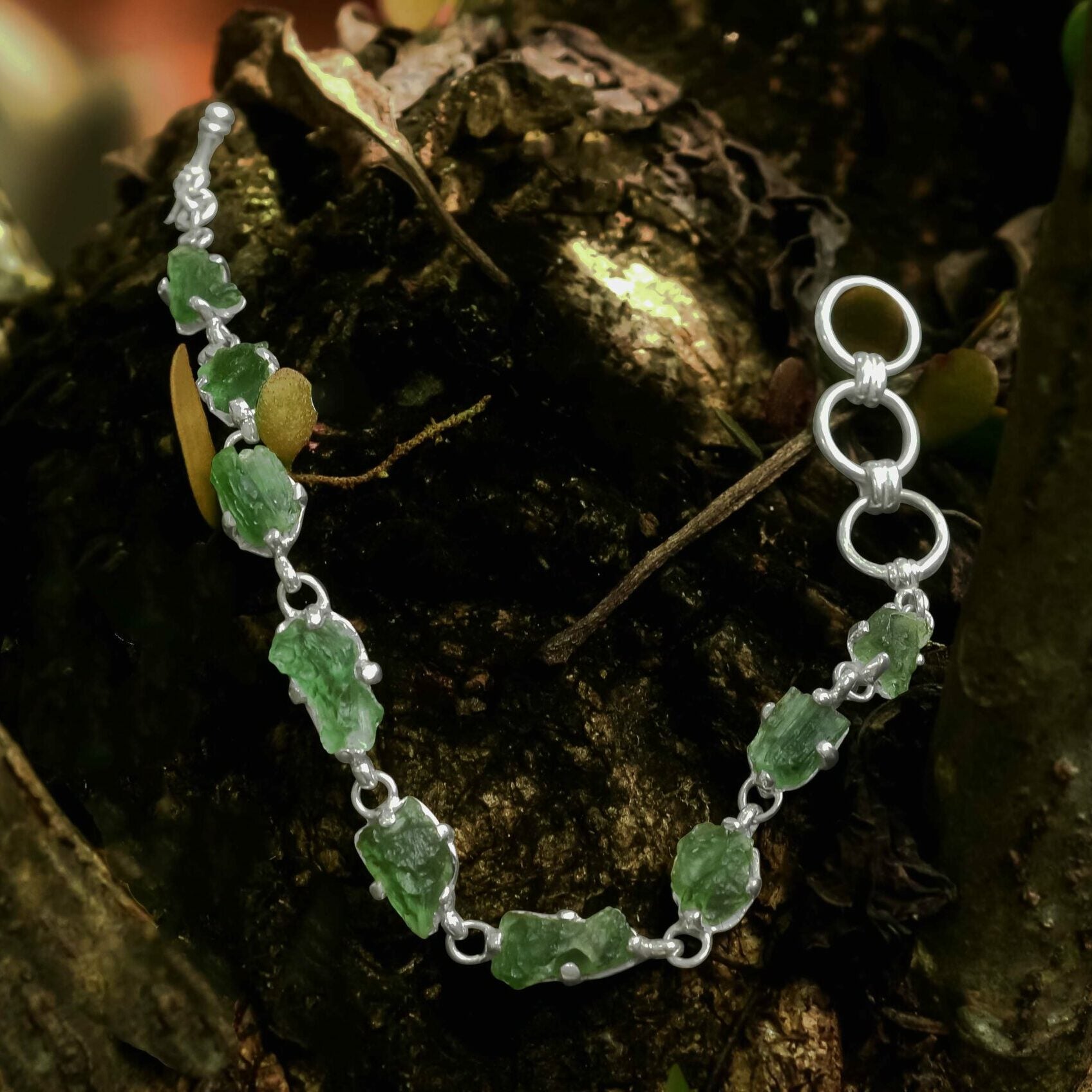 Moldavite Prong Set Bracelet