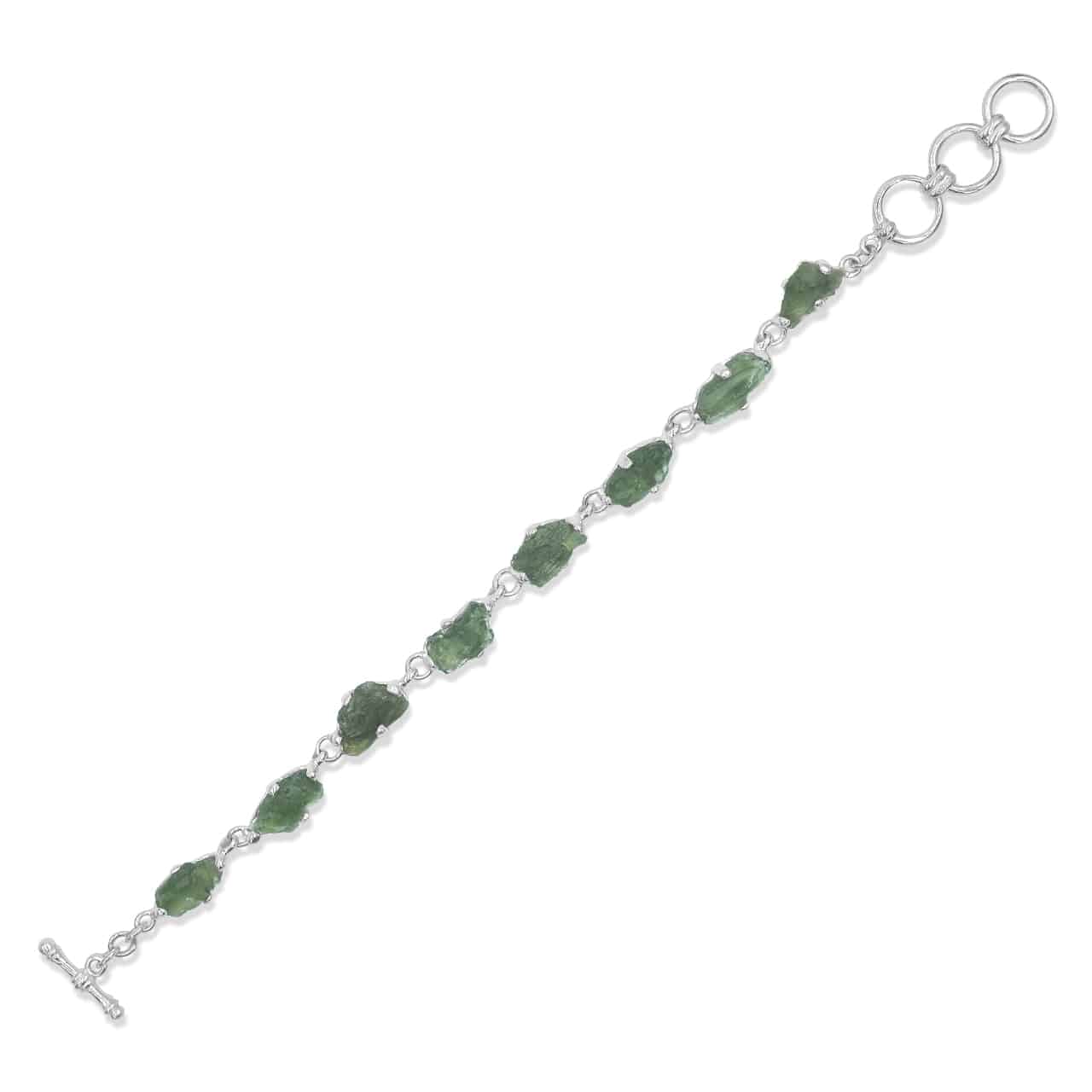 8 pcs Rough Moldavite Prong Set Bracelet