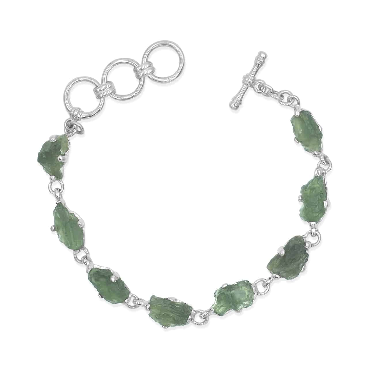 8 pcs Rough Moldavite Prong Set Bracelet