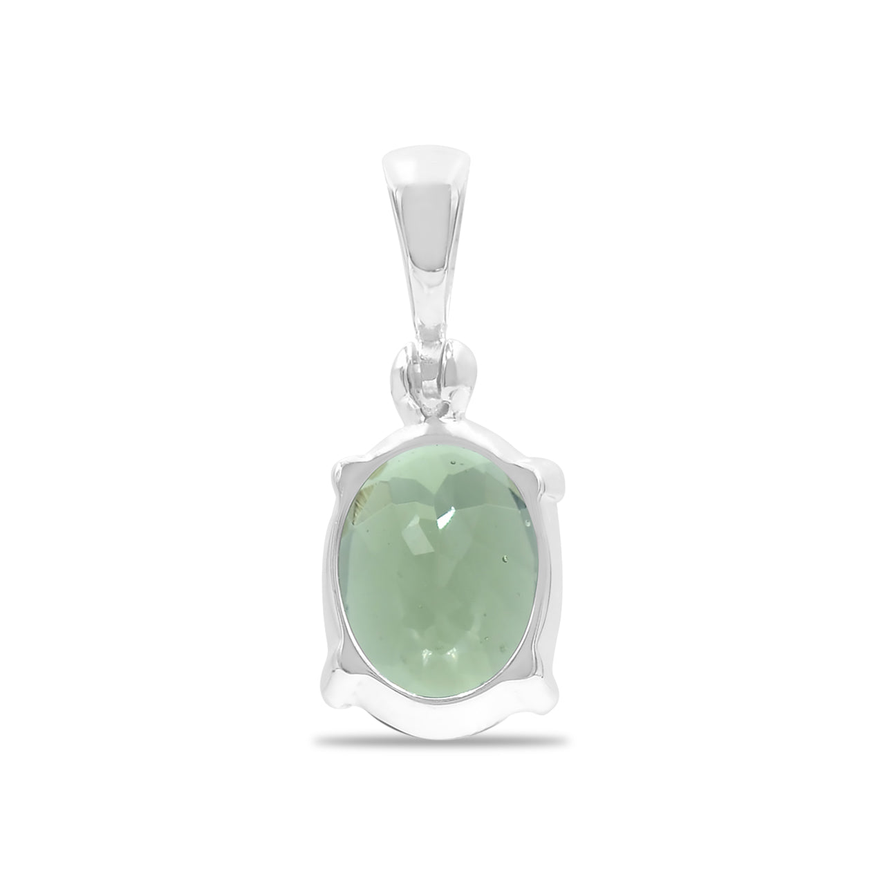 Moldavite Oval Faceted Prong Setting Pendant