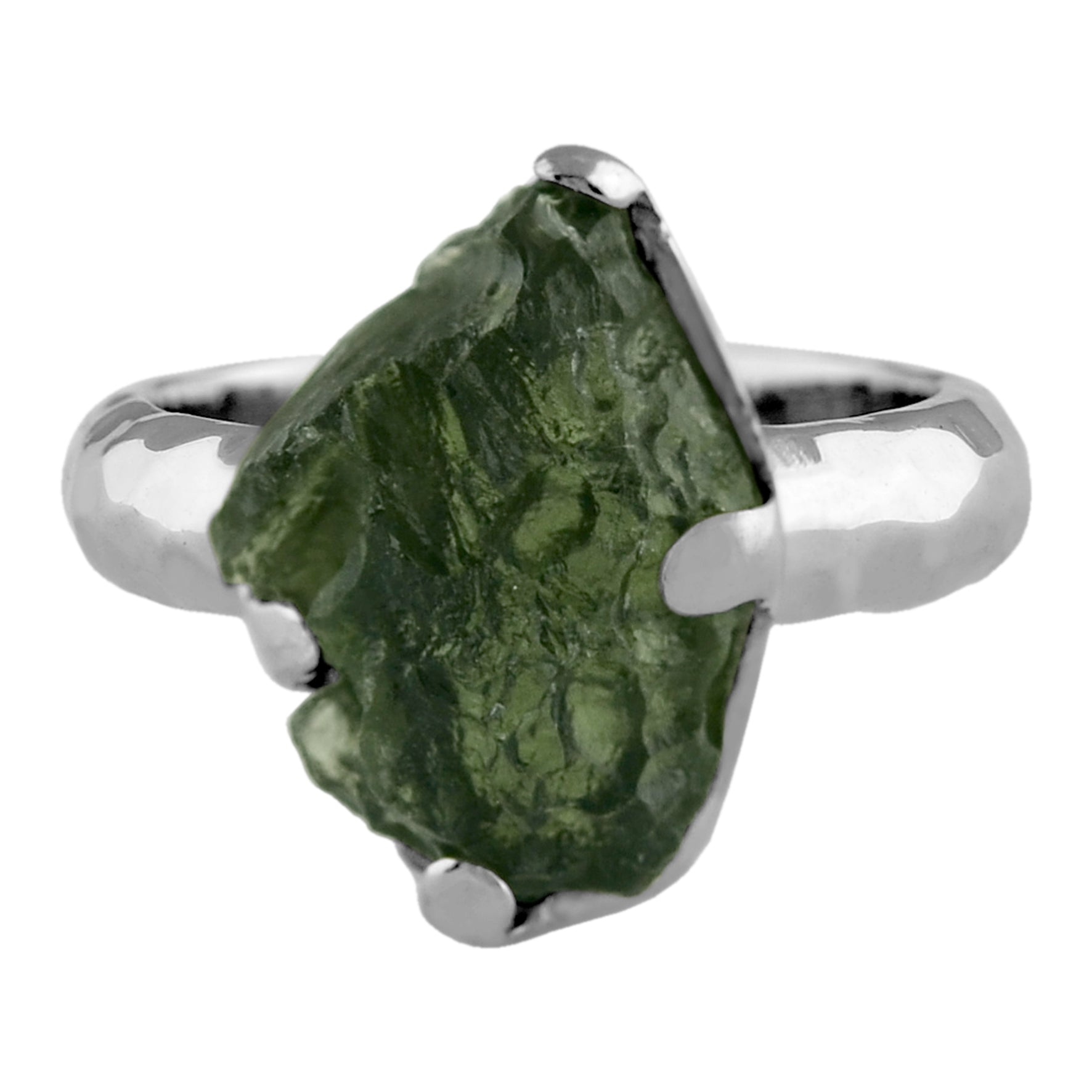 Moldavite Prong Set Ring