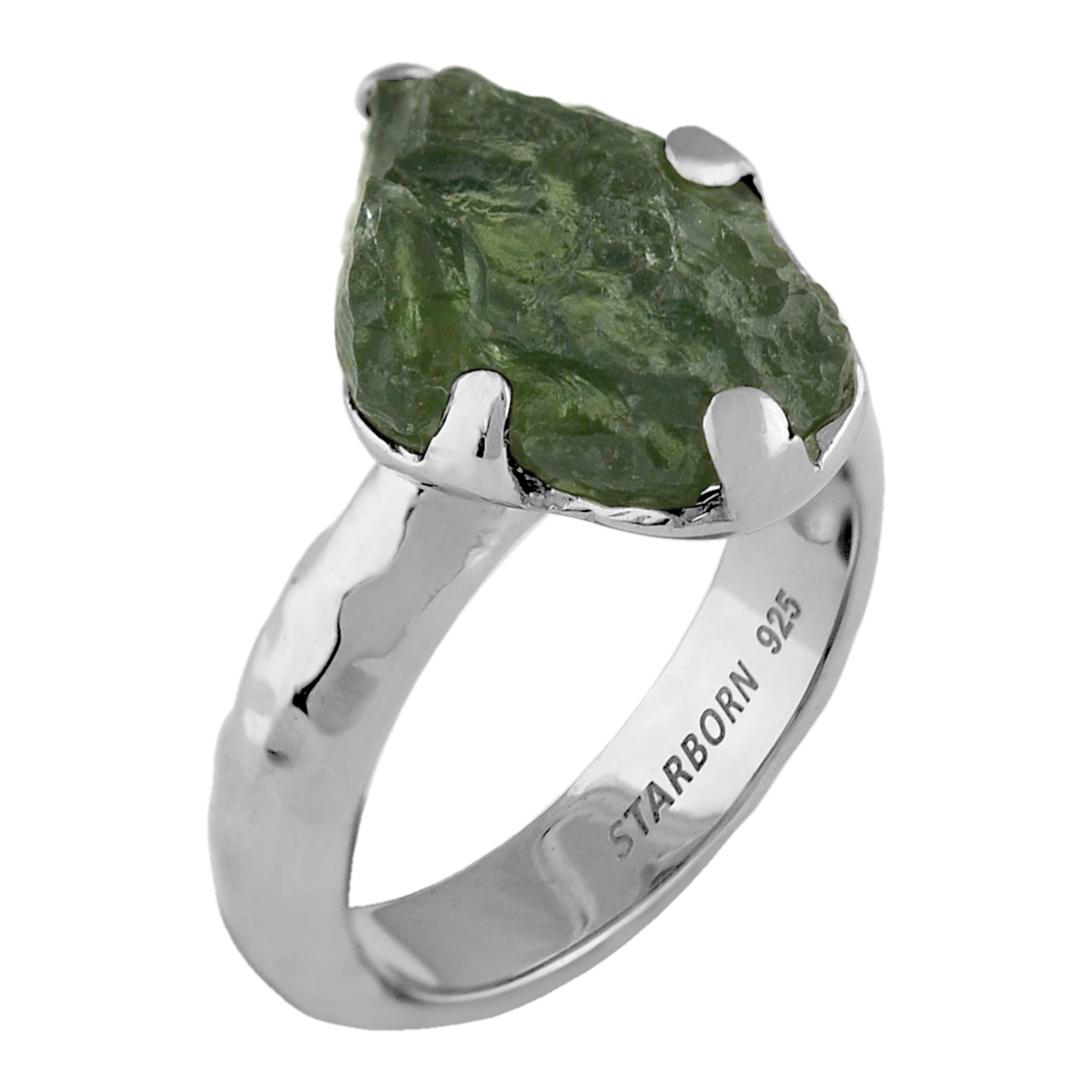 Moldavite Prong Set Ring