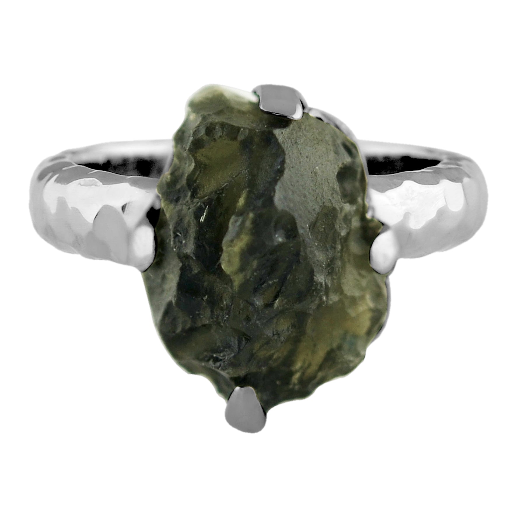 Moldavite Prong Set Ring