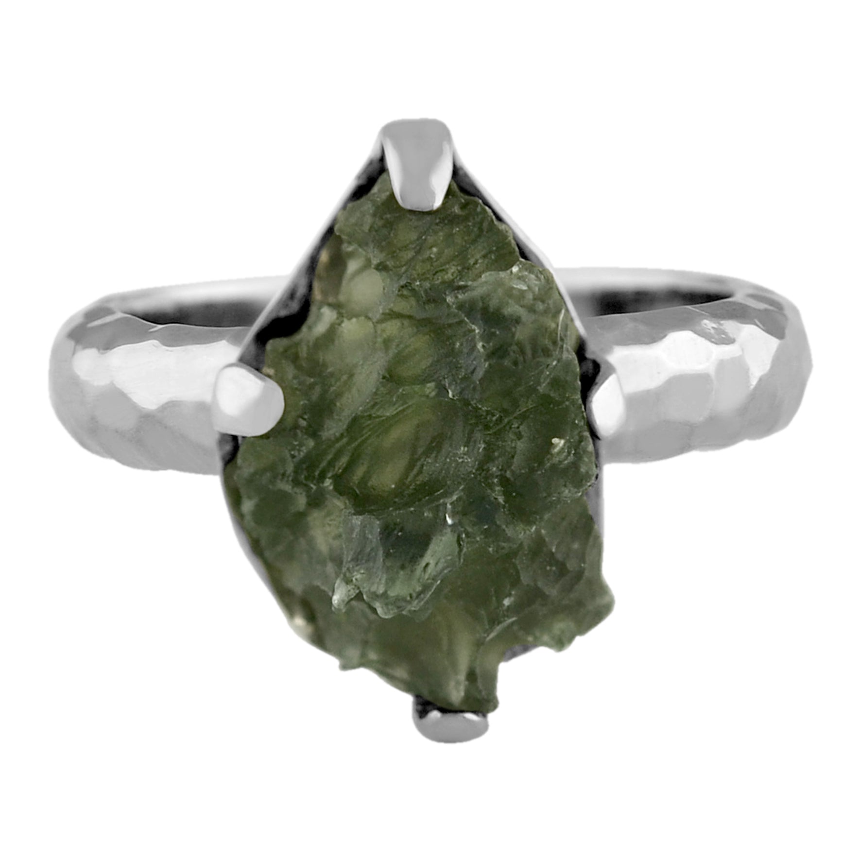 Moldavite Prong Set Ring