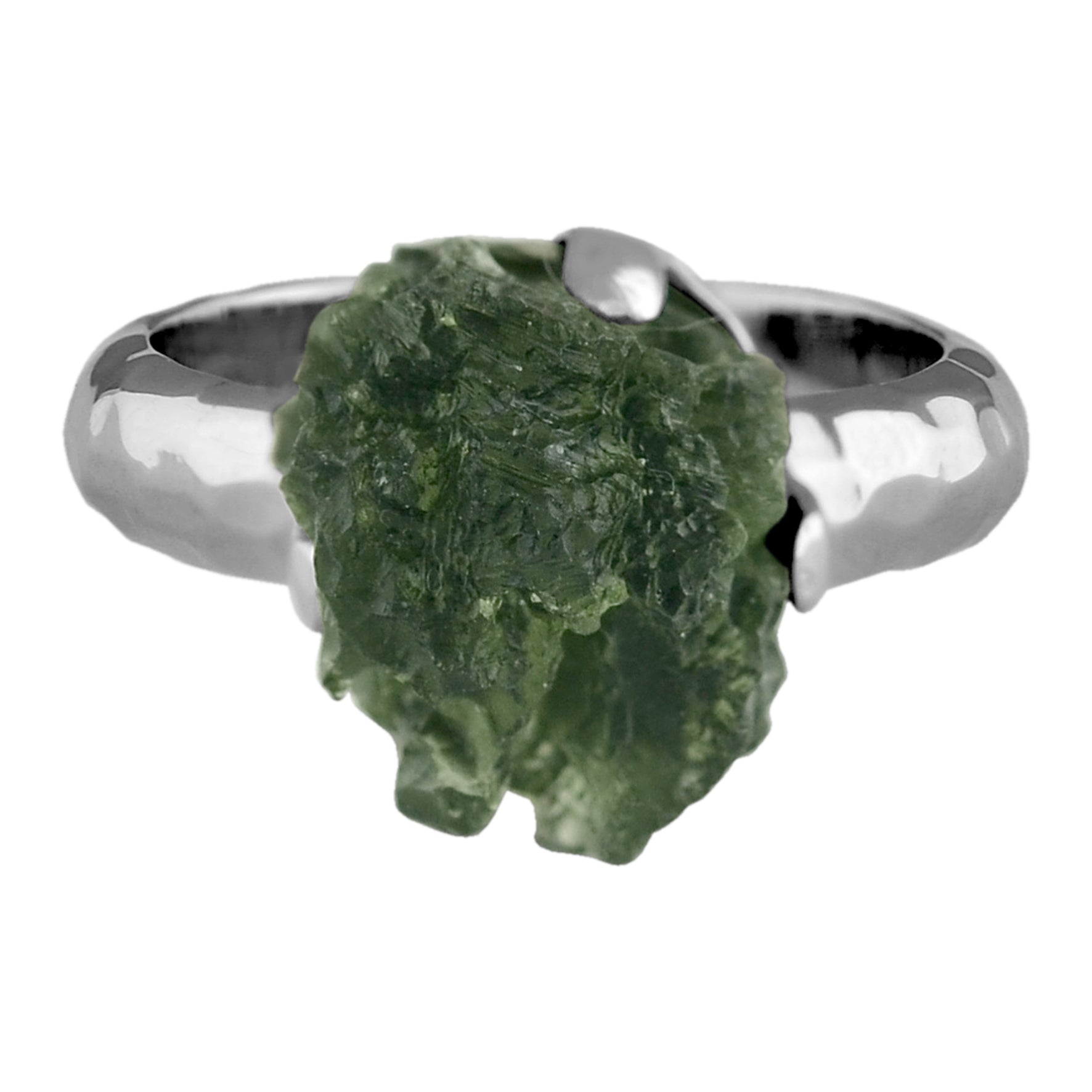 Moldavite Prong Set Ring