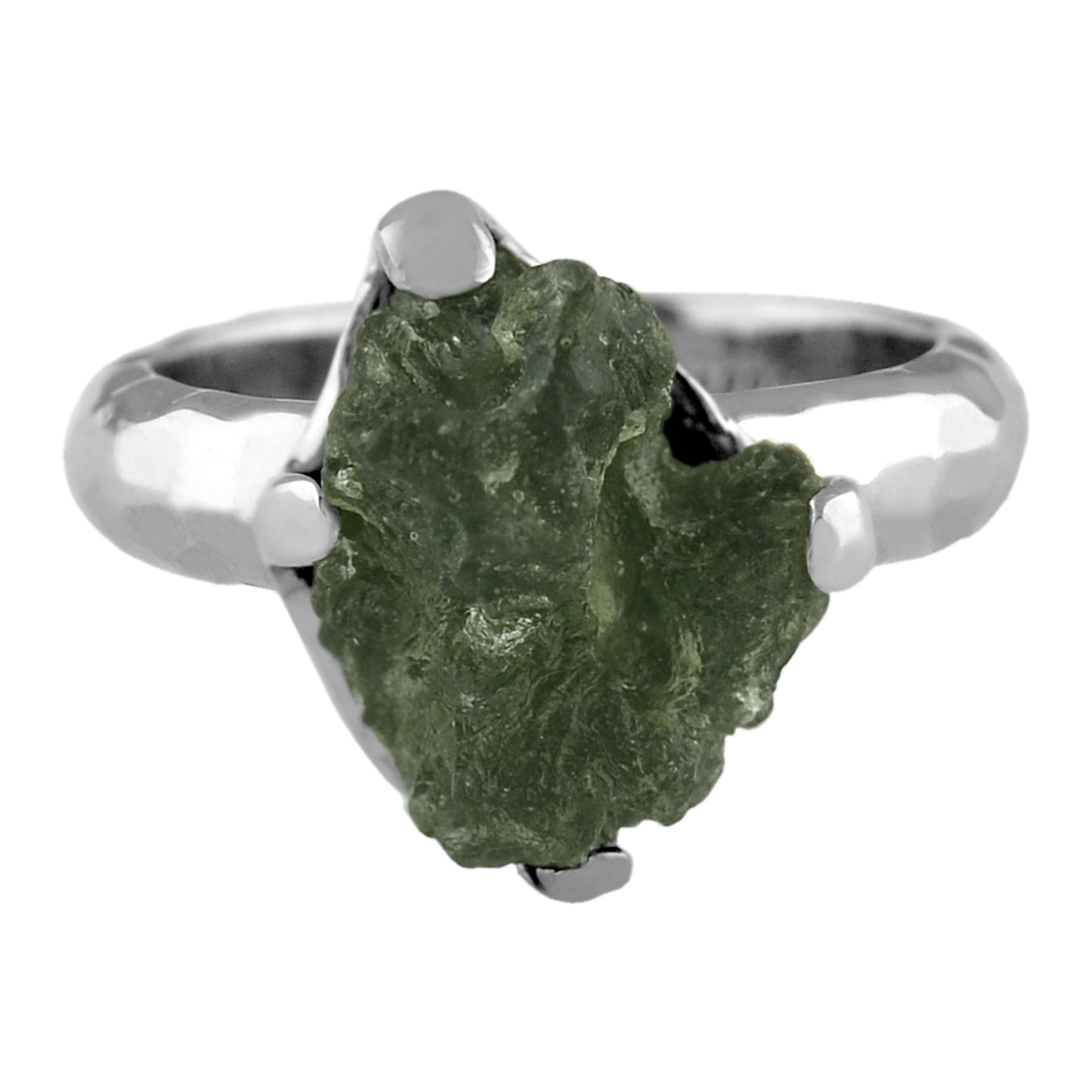 Moldavite Prong Set Ring