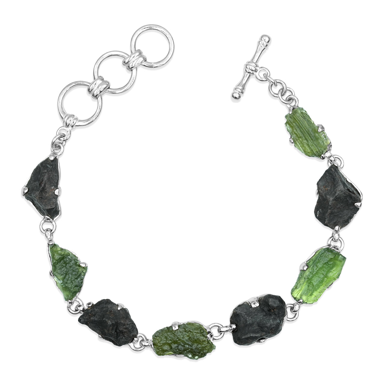 Moldavite &amp; Agoudal Iron Meteorite Bracelet