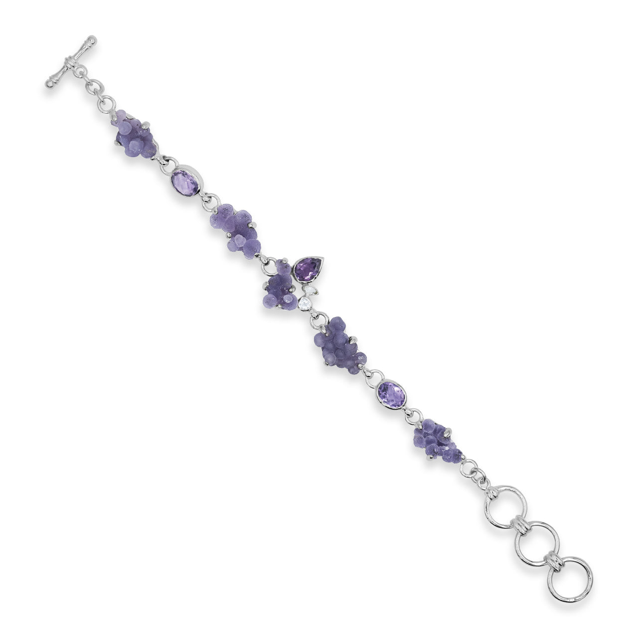 Amethyst, Grape Chalcedony and White Topaz Bracelet