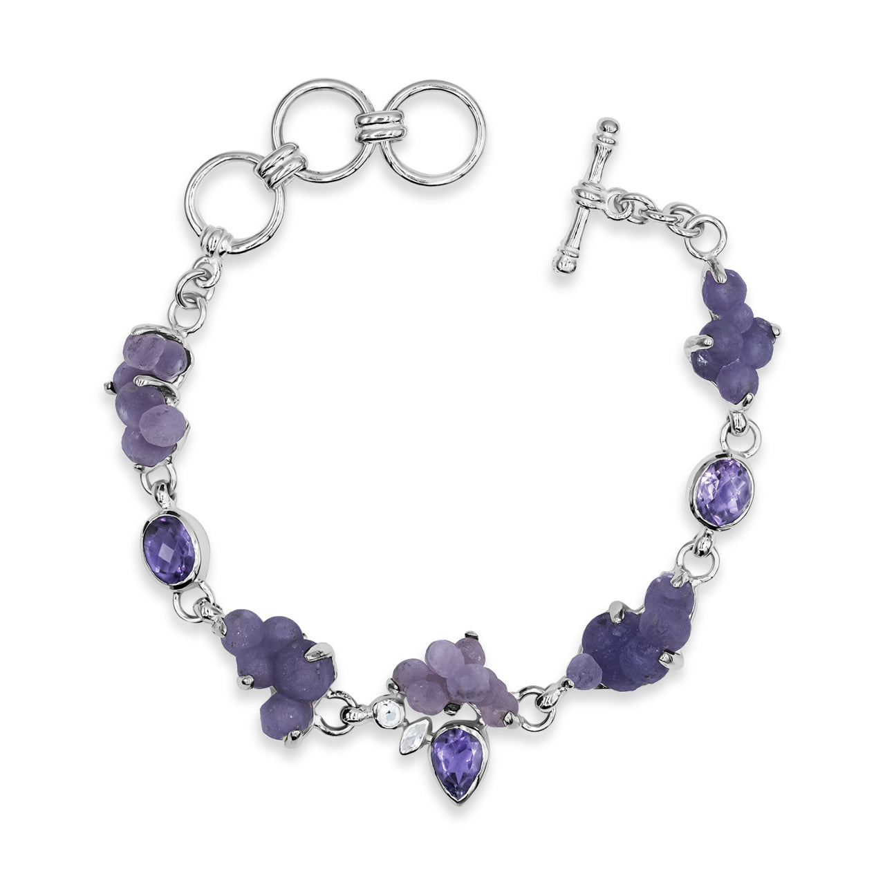 Amethyst, Grape Chalcedony and White Topaz Bracelet