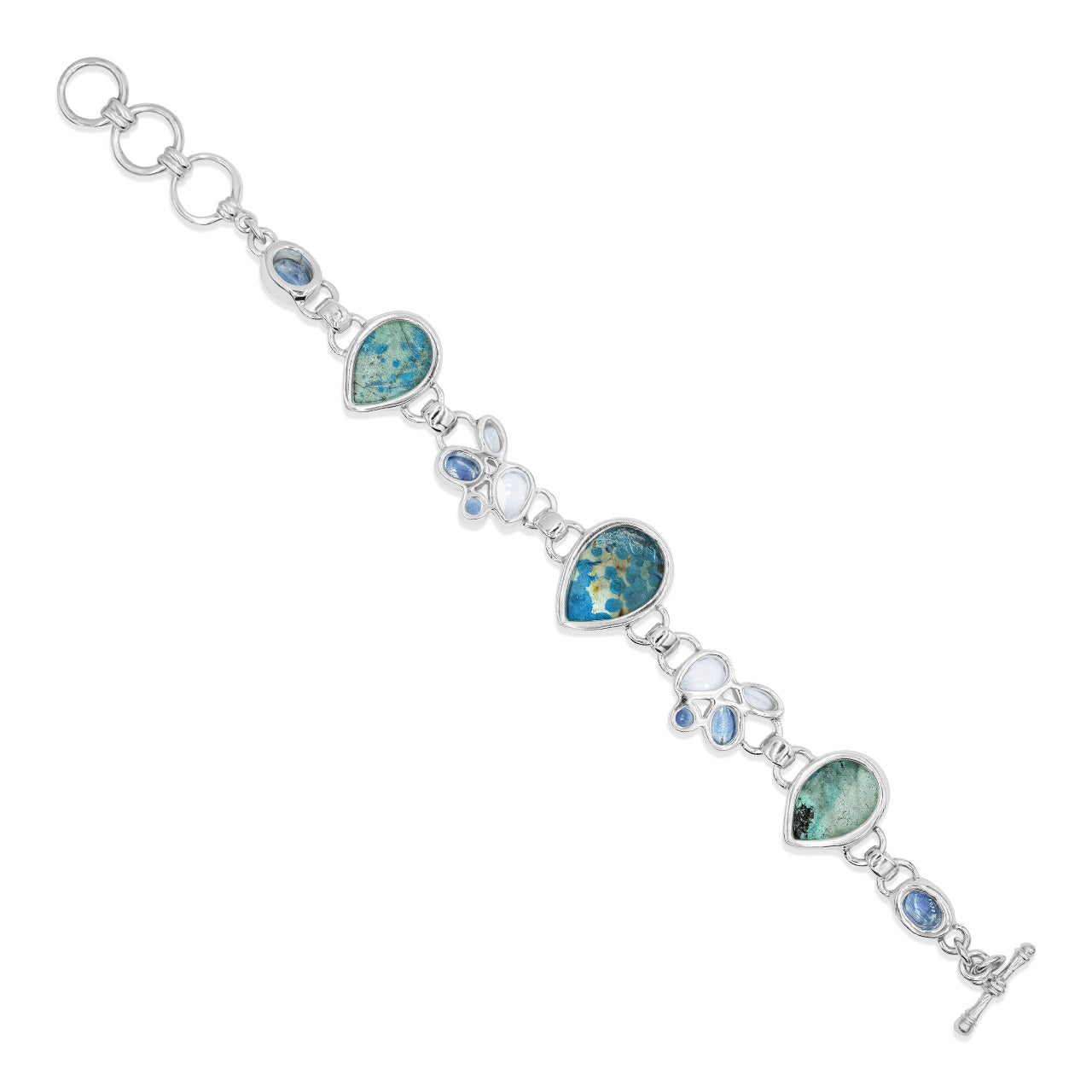 Azurite Malachite, Kyanite and White Topaz Bracelet