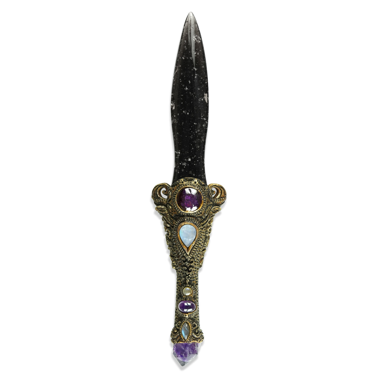 Galaxy Obsidian Dagger with Amethyst Crystal