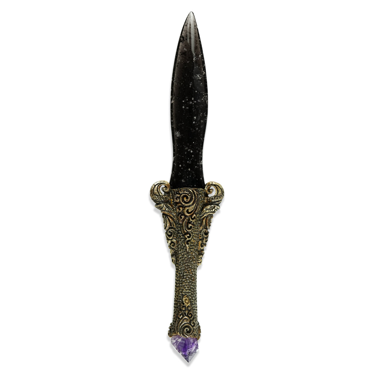 Galaxy Obsidian Dagger with Amethyst Crystal