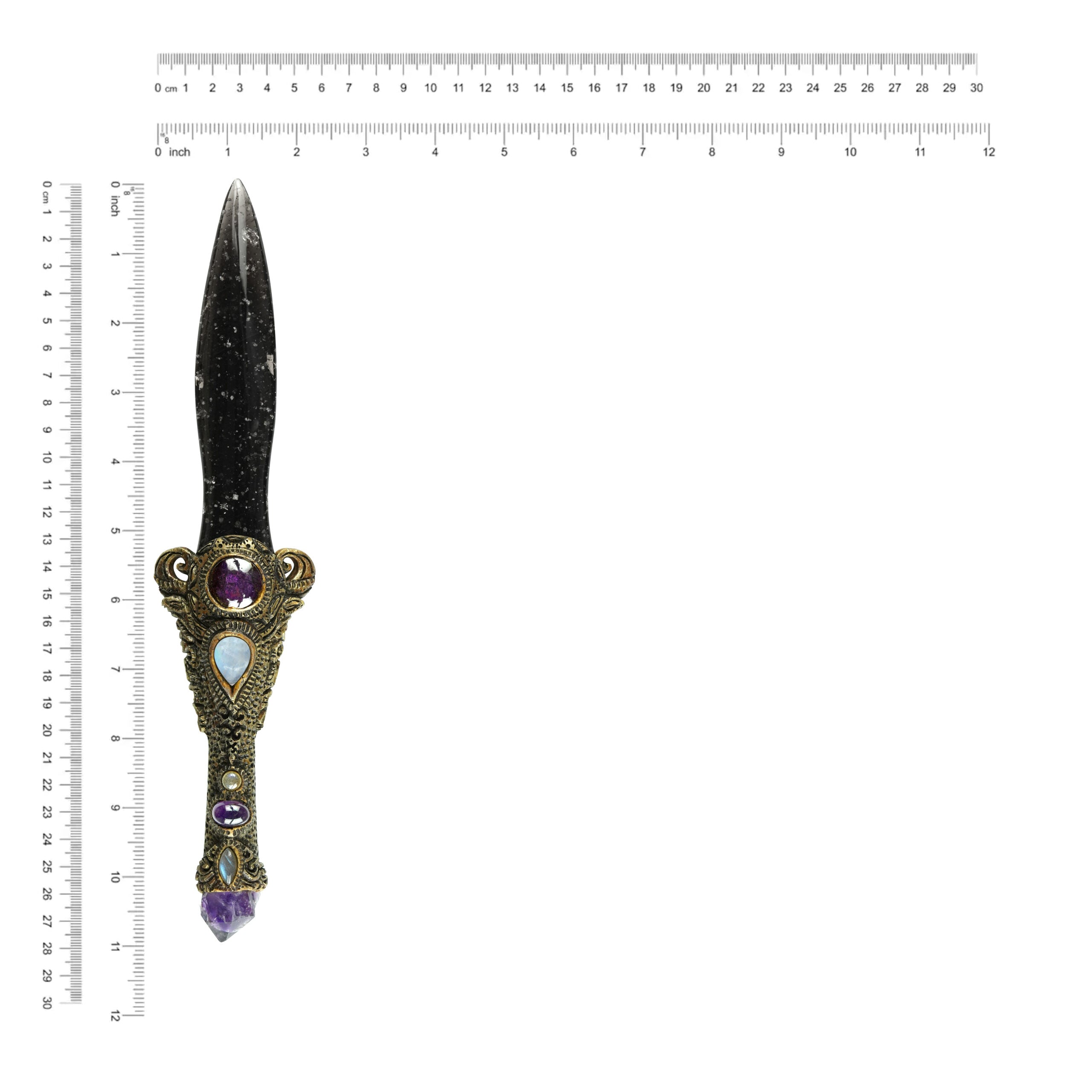 Galaxy Obsidian Dagger with Amethyst Crystal