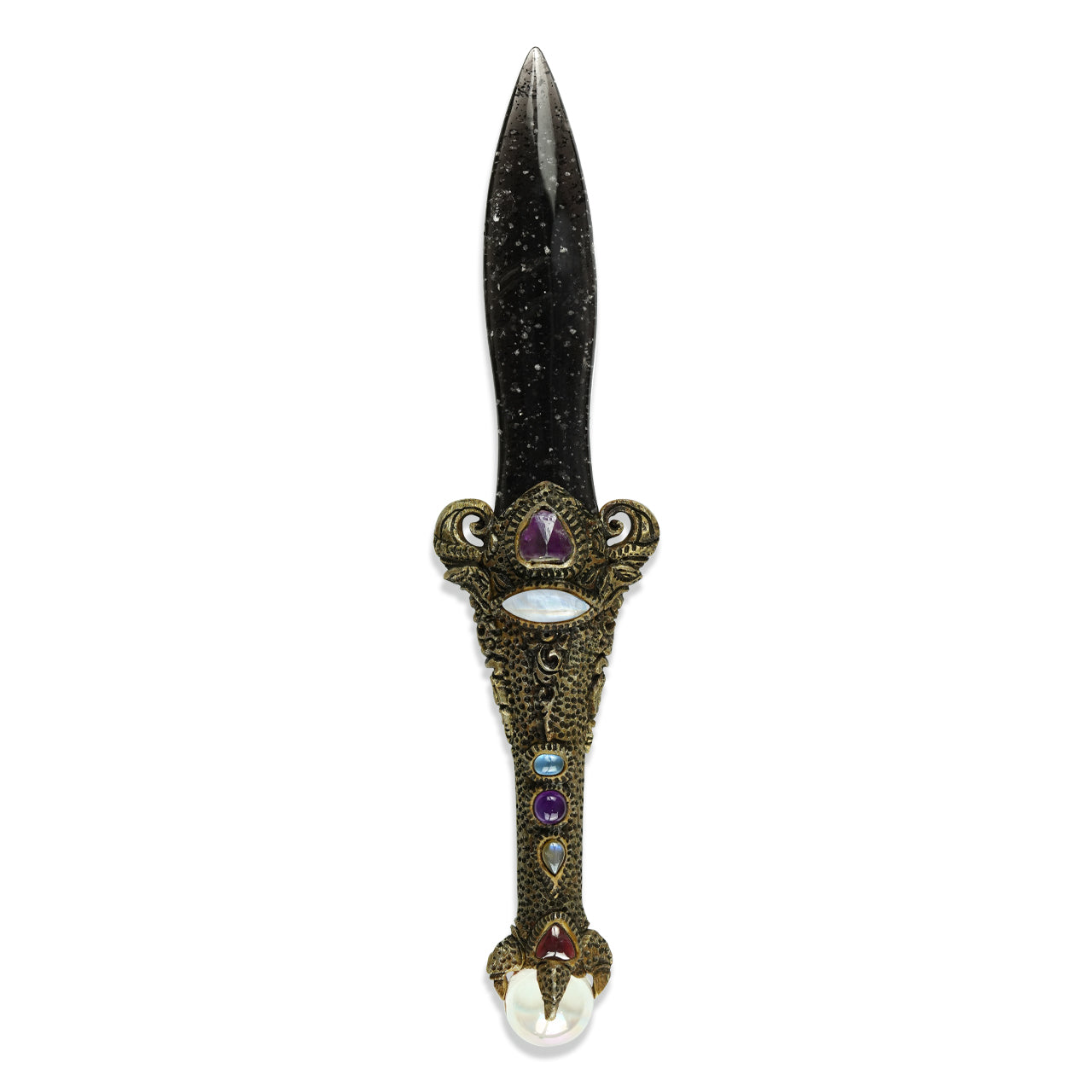 Galaxy Obsidian Dagger with Sphere SI Opal Quartz