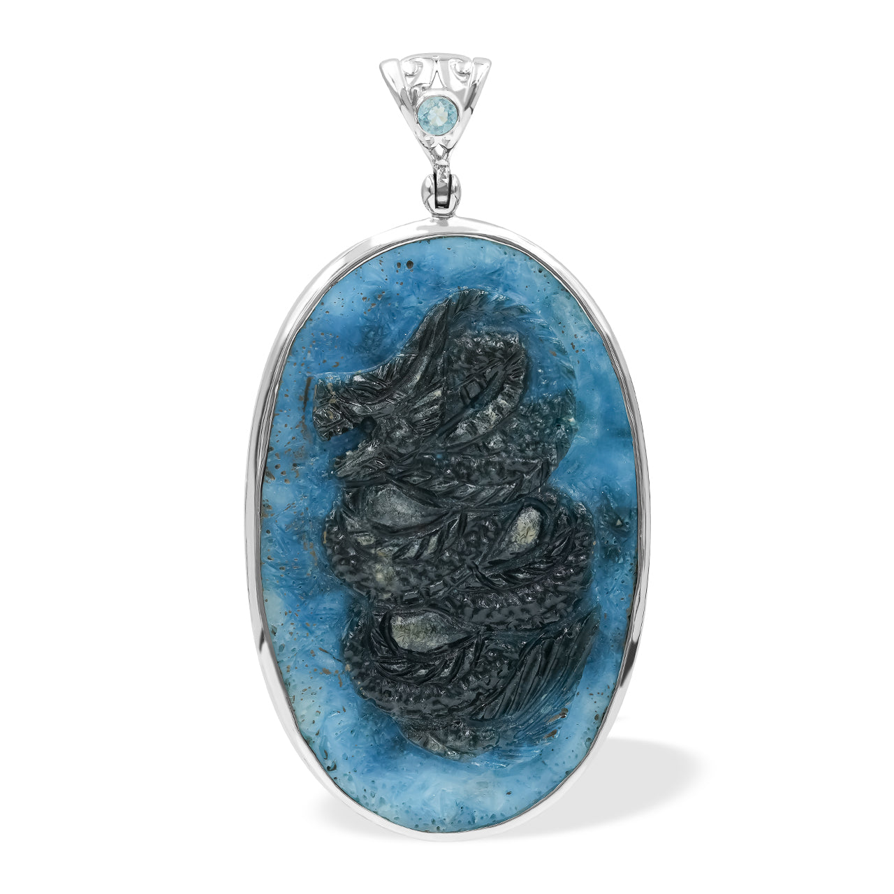 Blue Ice Carved Dragon