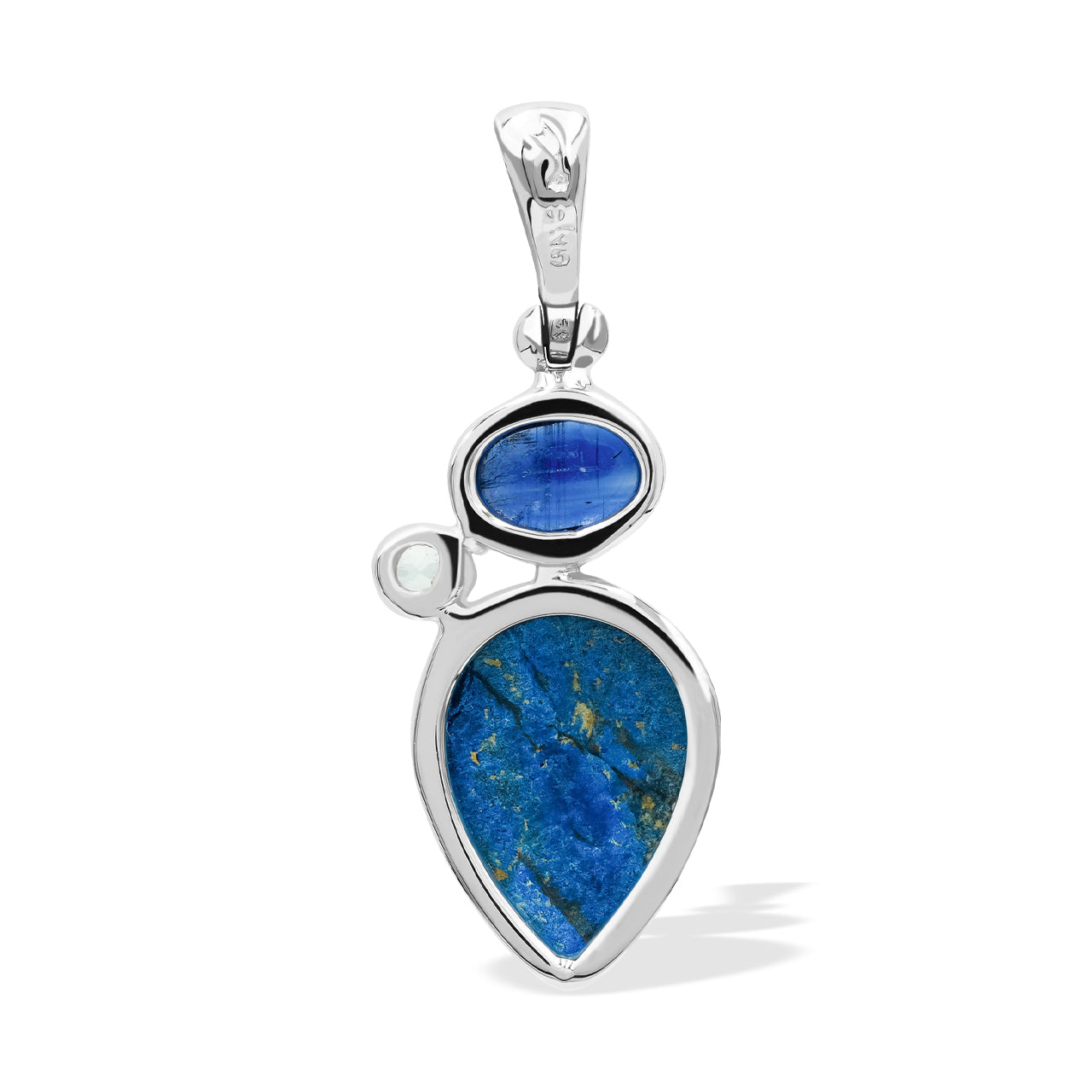 Kyanite, White Topaz, and Faceted Azurite Malachite Pendant