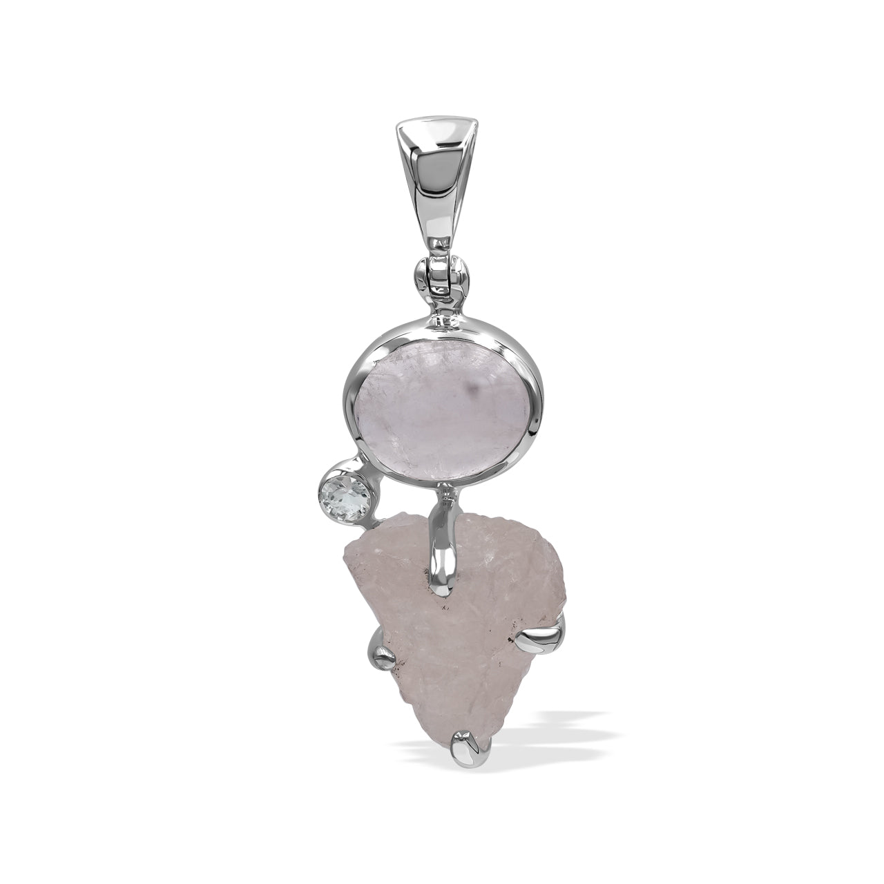 Morganite and White Topaz Pendant in Sterling Silver