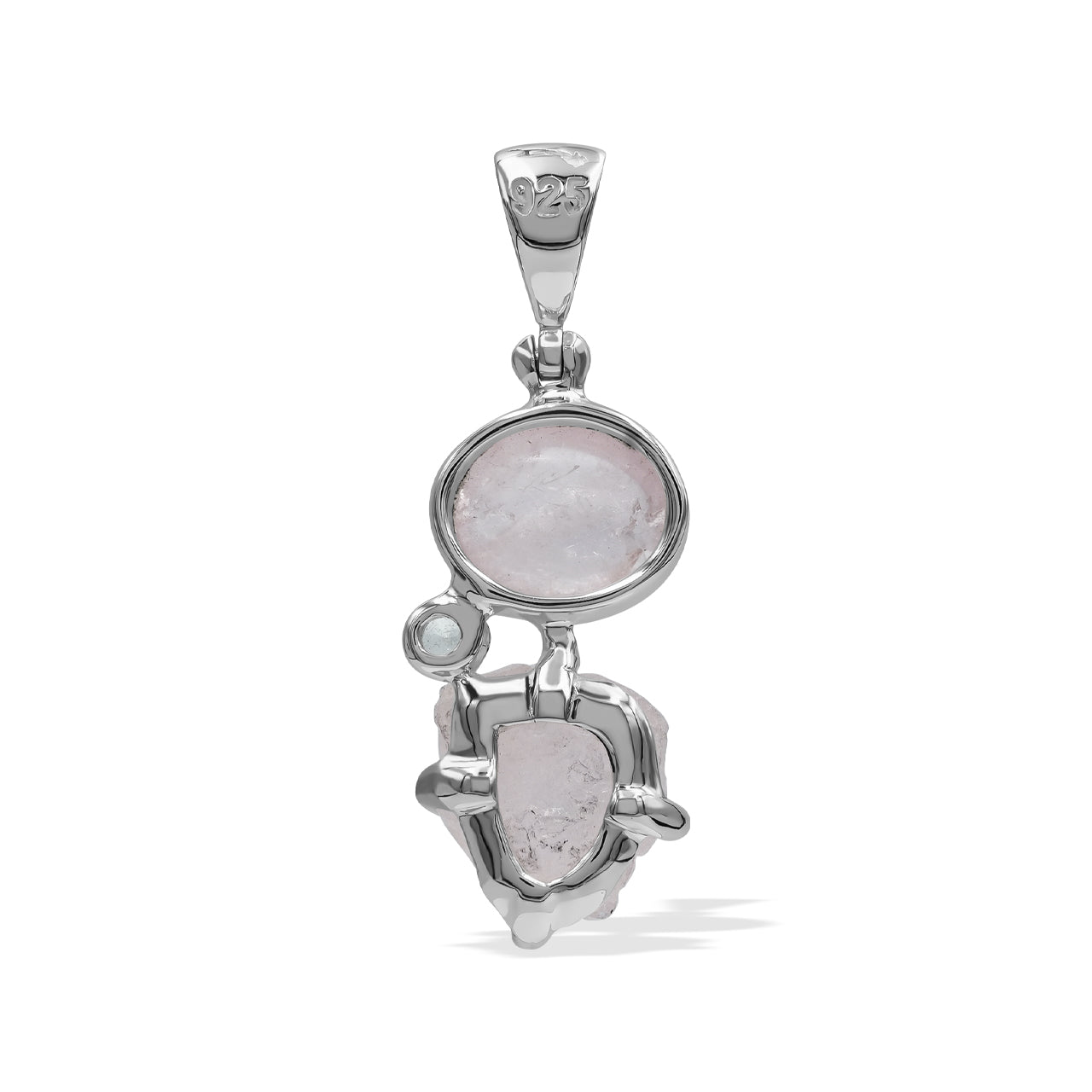 Morganite and White Topaz Pendant in Sterling Silver