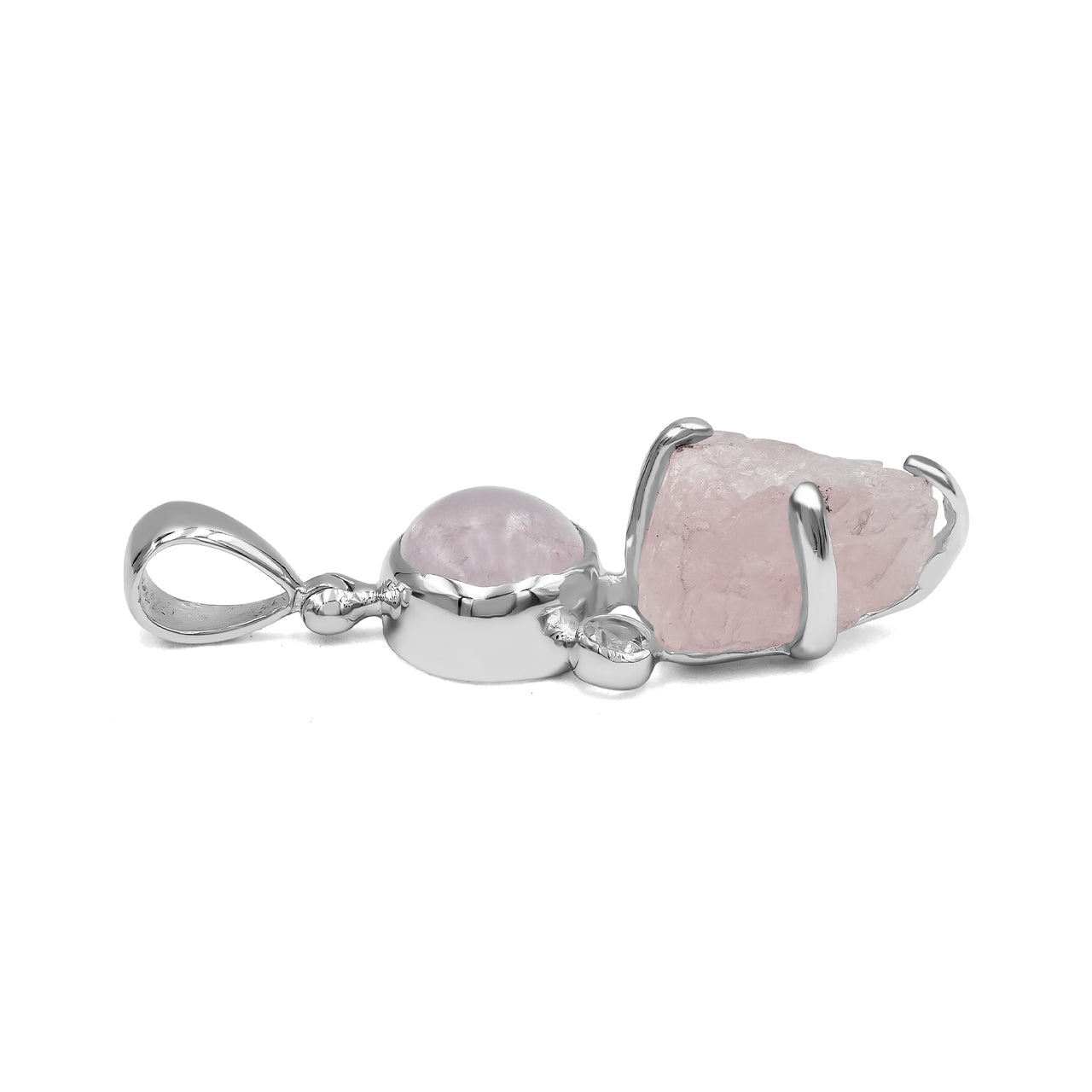 Morganite and White Topaz Pendant in Sterling Silver