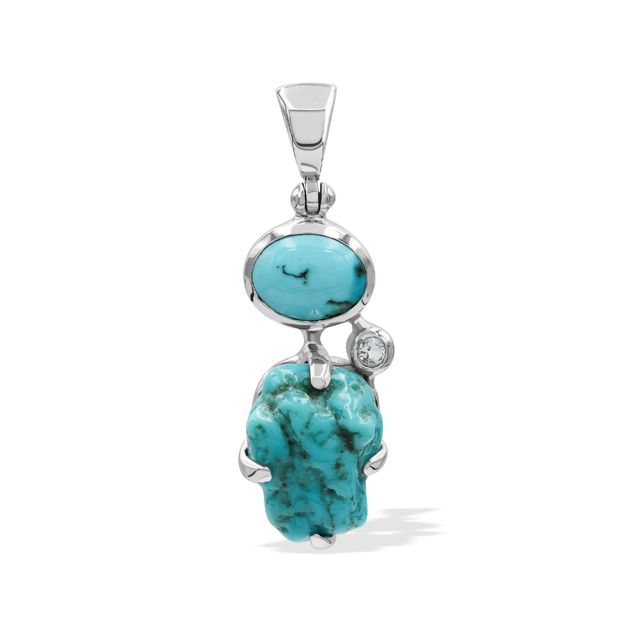 Mixed Gems Pendant: Campitos Turquoise with White Topaz