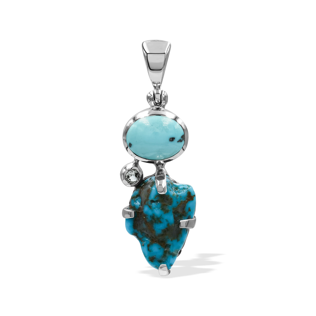 Mixed Gems Pendant: Campitos Turquoise with White Topaz