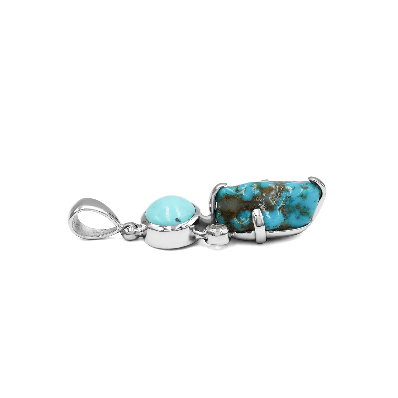 Mixed Gems Pendant: Campitos Turquoise with White Topaz