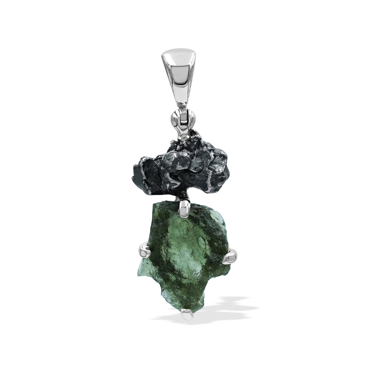 Moldavite and Campo del Cielo Meteorite Pendant