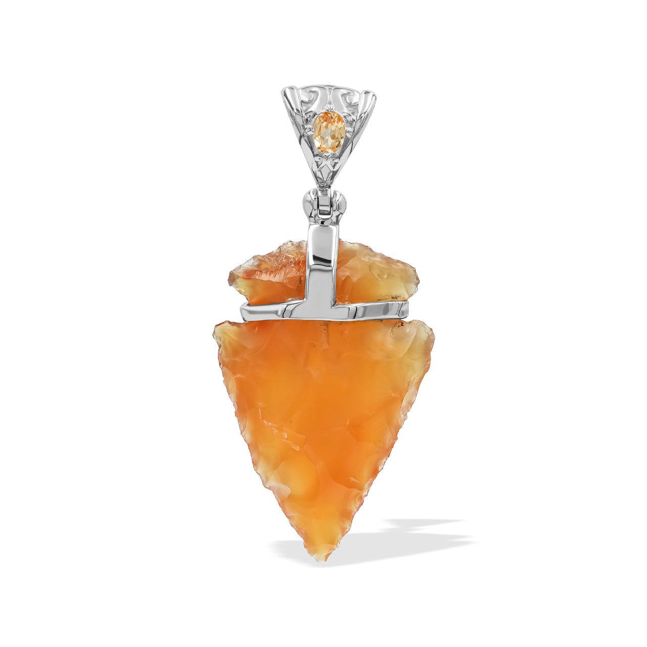 Carnelian Arrowhead Pendant in Sterling Silver