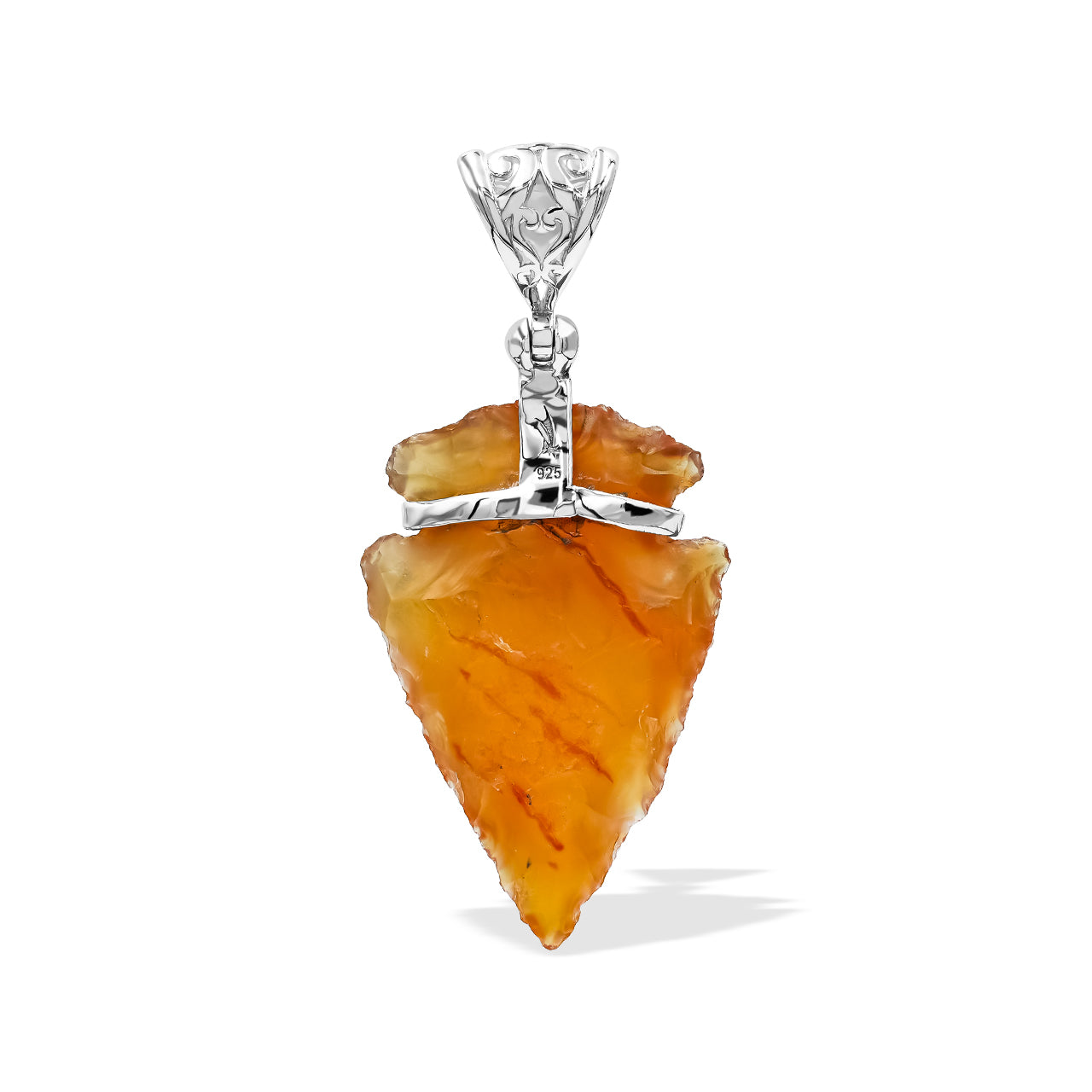 Carnelian Arrowhead Pendant in Sterling Silver