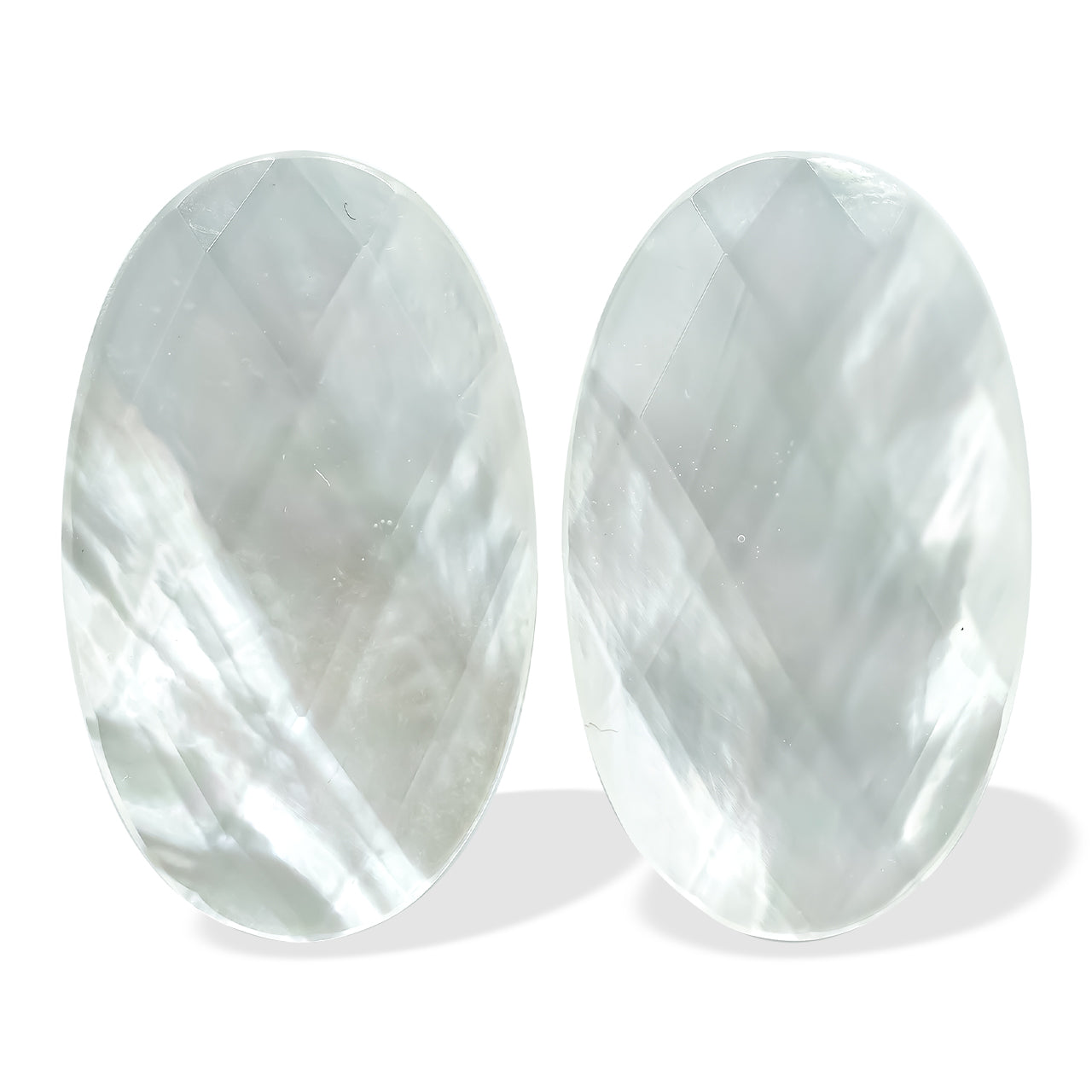 Faceted Crystal Top Mother of Pearl Oval 25mm - 1 pair