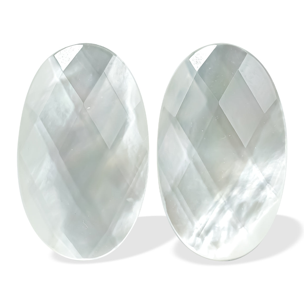 Faceted Crystal Top Mother of Pearl Oval 25mm - 1 pair