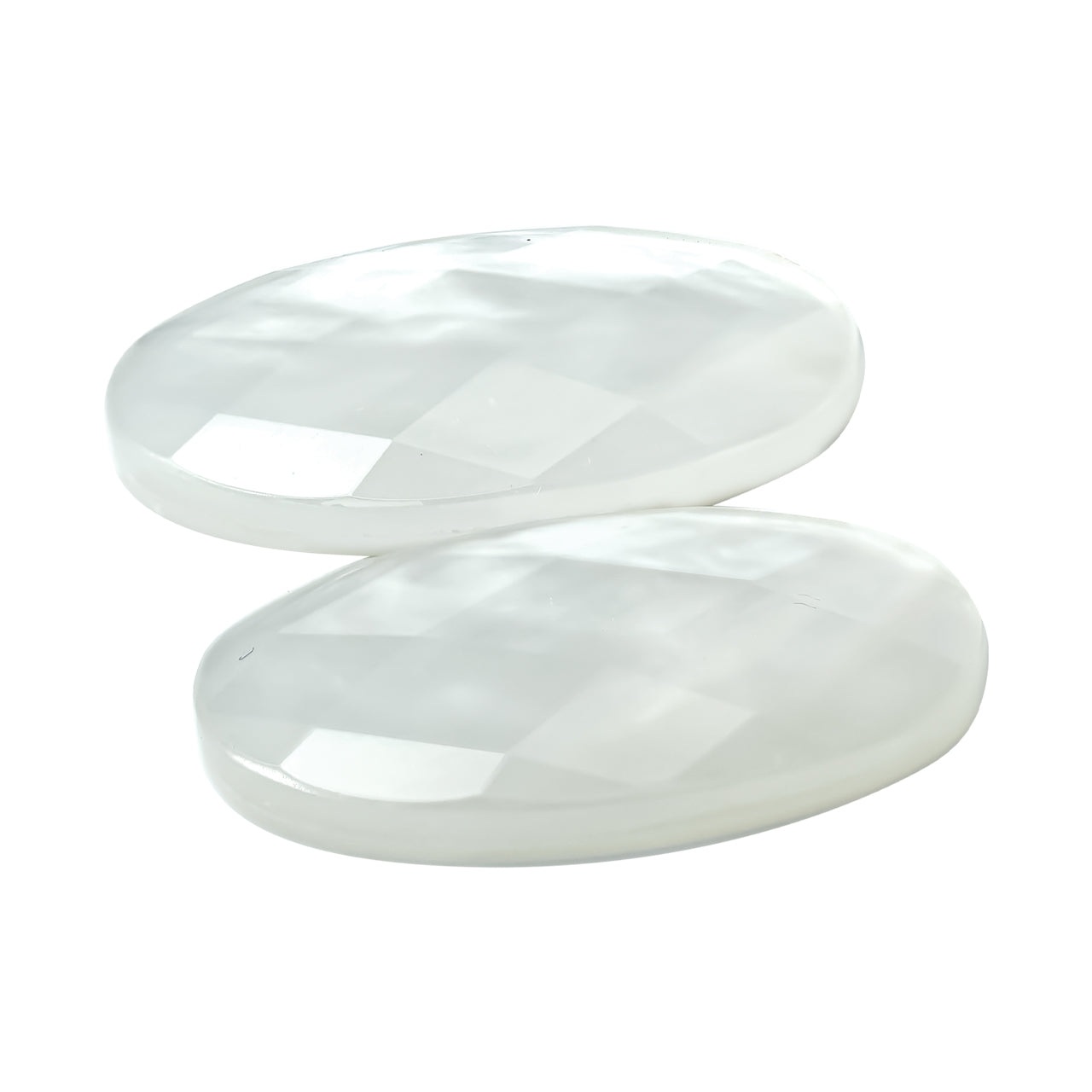 Faceted Crystal Top Mother of Pearl Oval 25mm - 1 pair