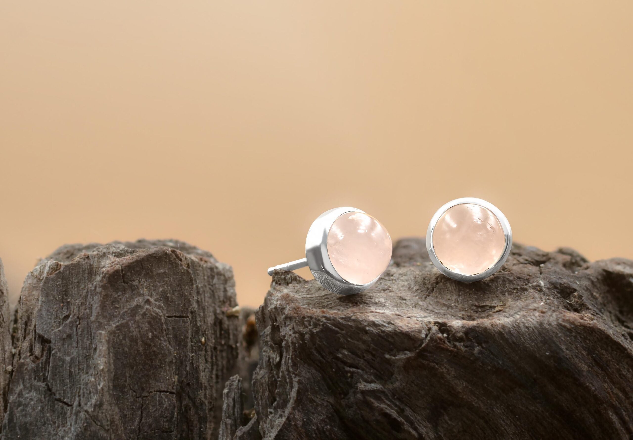 Morganite Post Style Earrings Round 8mm