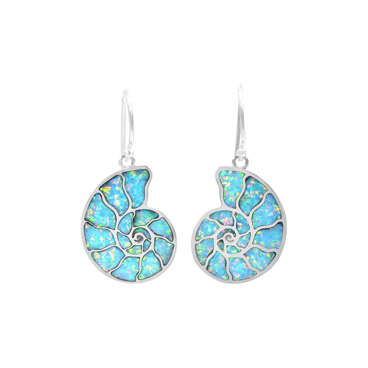 Earrings Nautilus with Cultured Opal Inlay