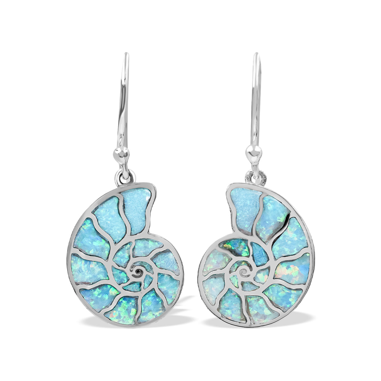 Earrings Nautilus with Cultured Opal Inlay - XS