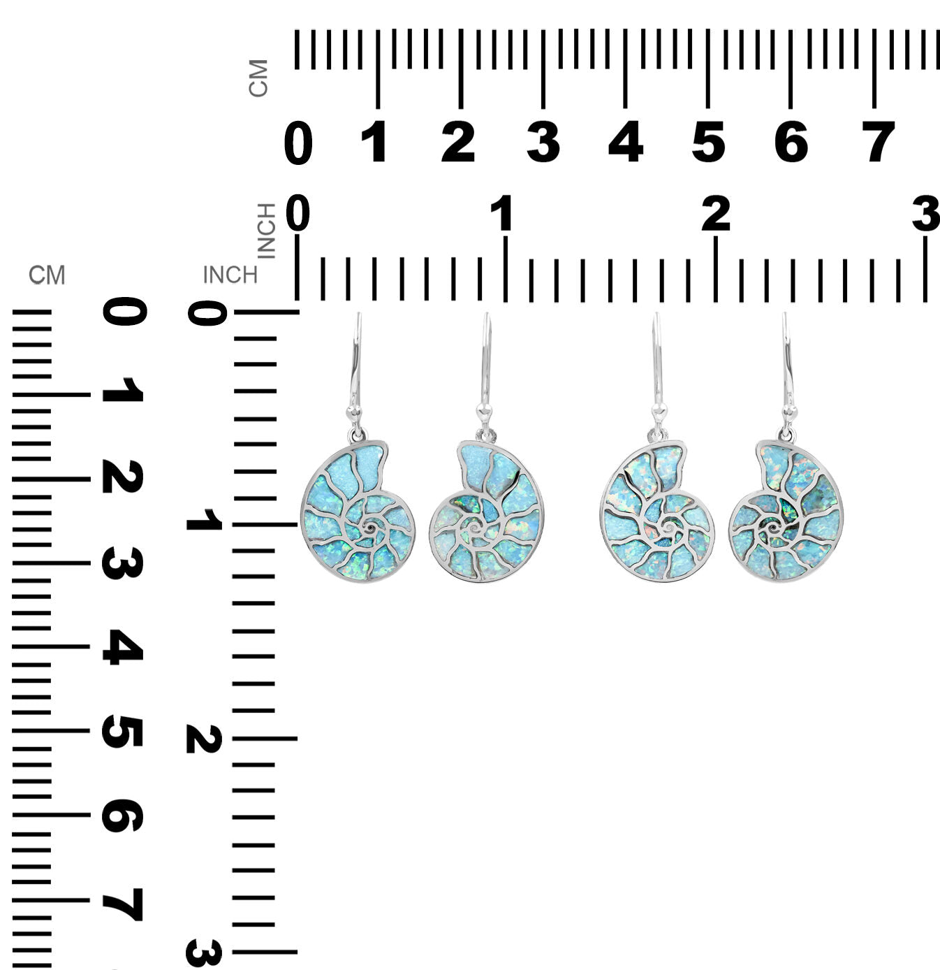 Earrings Nautilus with Cultured Opal Inlay - XS