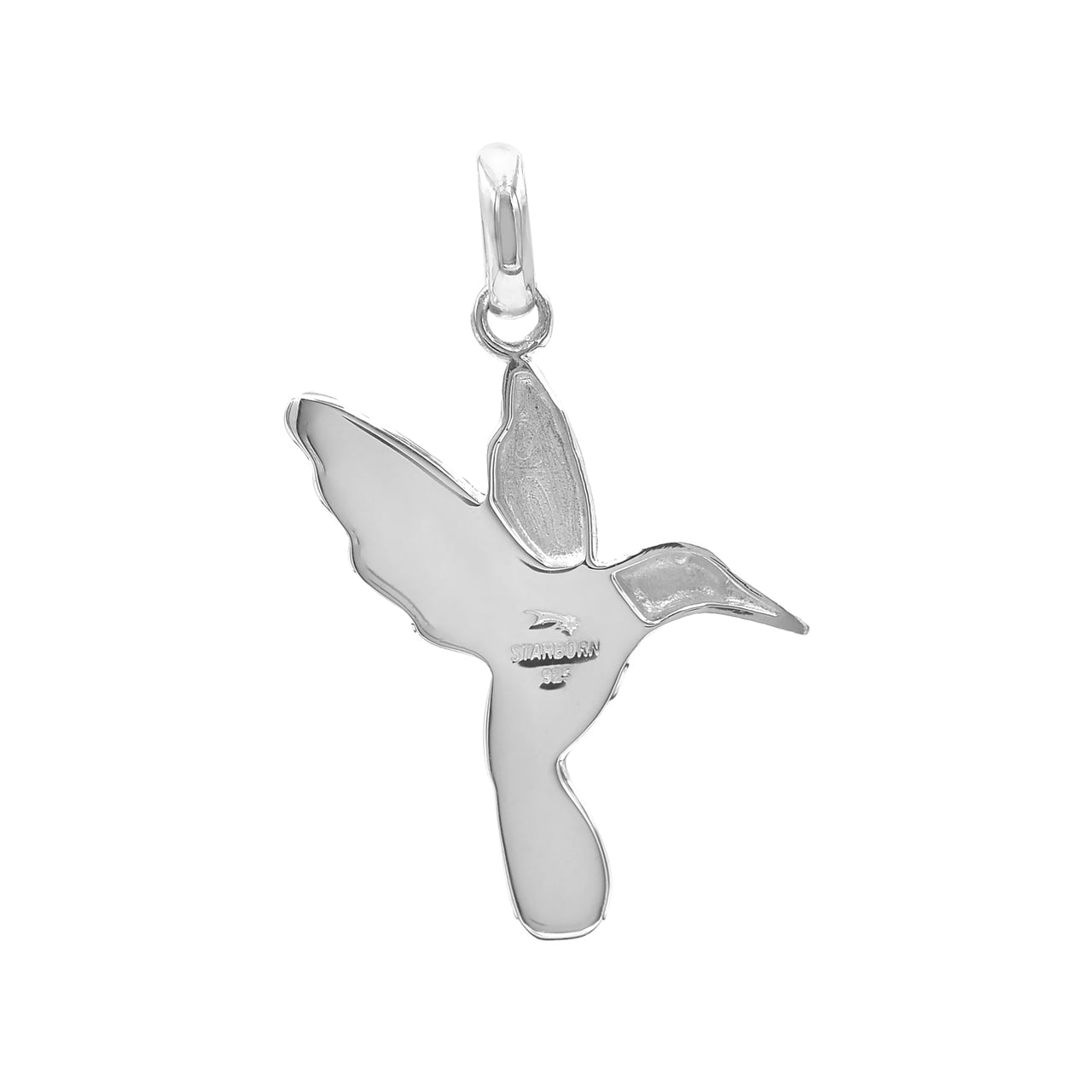 Cultured Opal Hummingbird Pendant in Sterling Silver