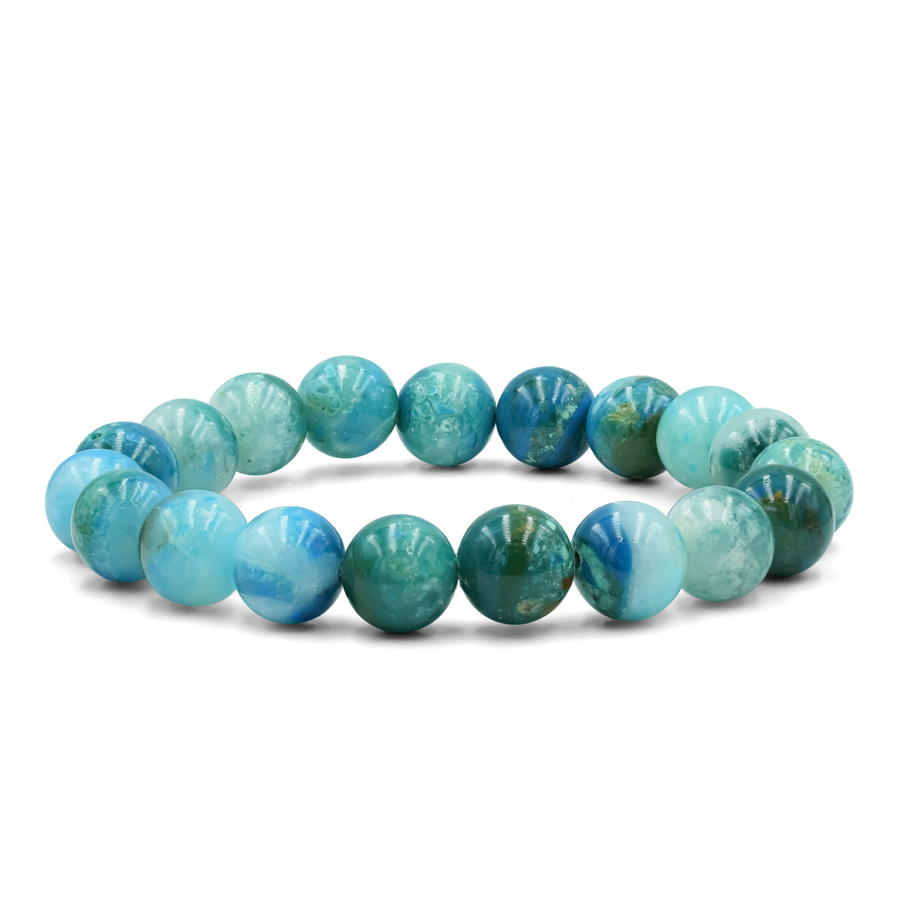 Peruvian Blue Opal Beaded Bracelet 10mm