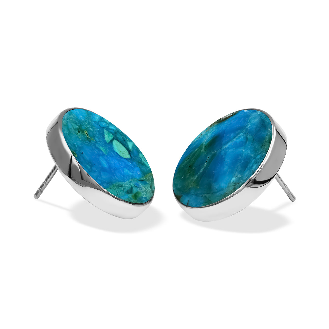 Peruvian Blue Opal 20mm Post Earrings