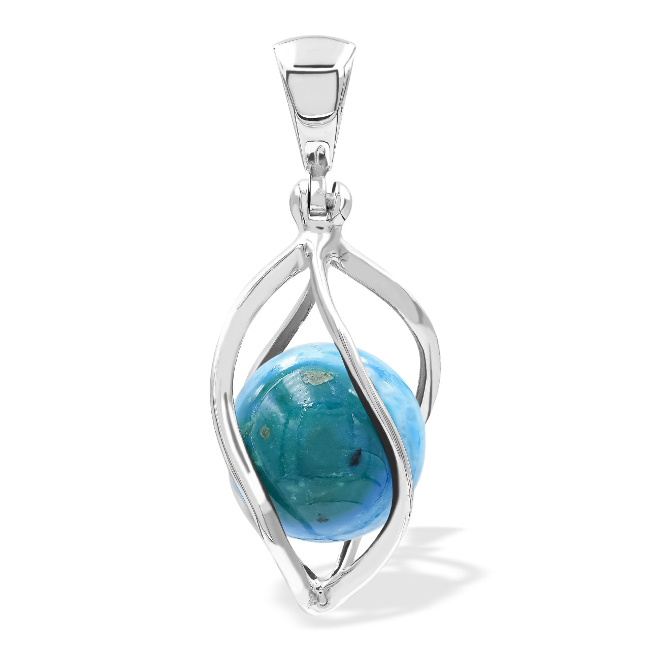 Peruvian Blue Opal Spiral Cage Pendant