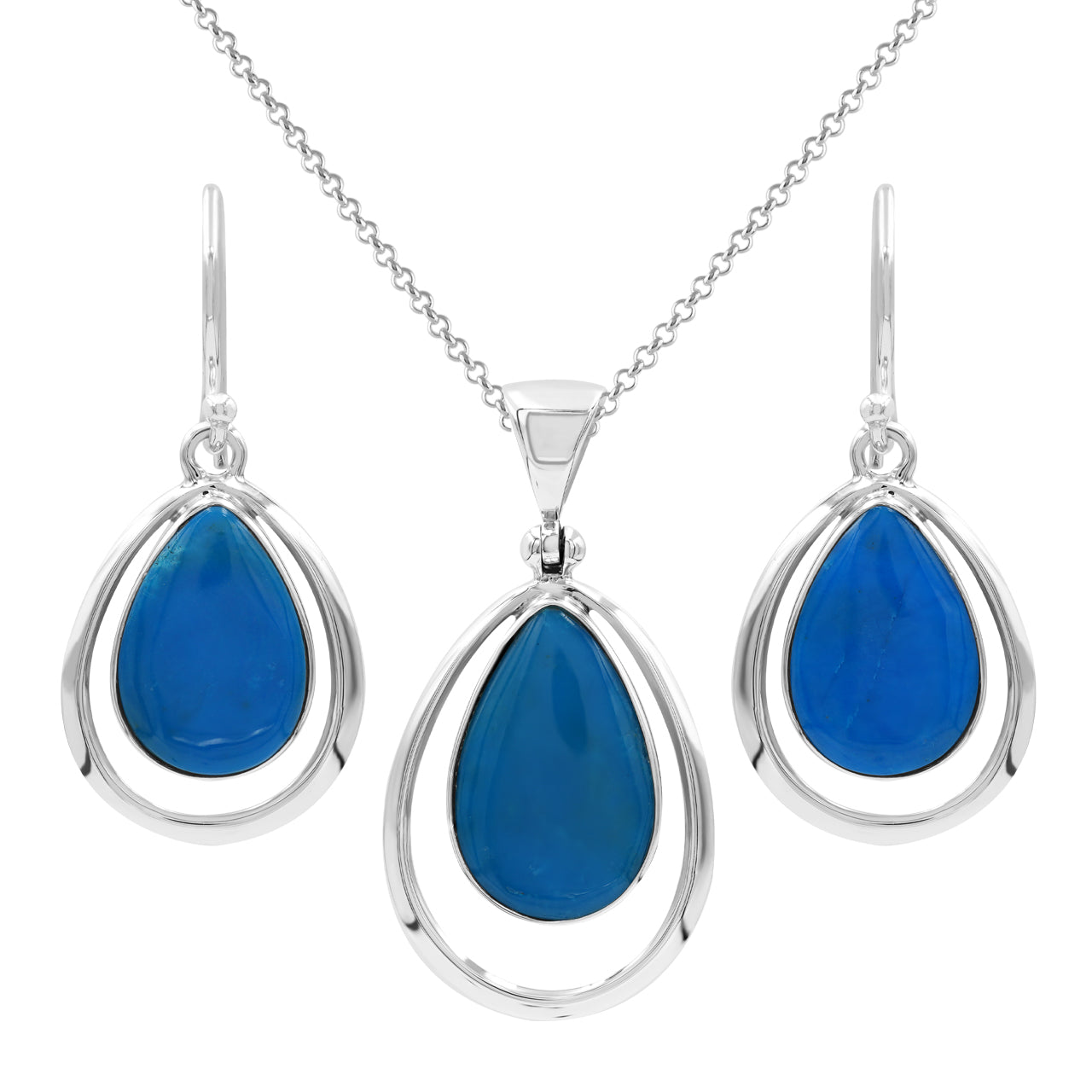 Sets Earrings and Pendant Peruvian Blue Opal