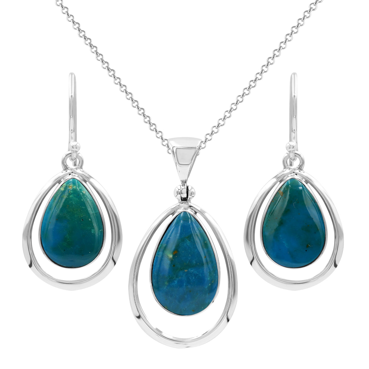 Sets Earrings and Pendant Peruvian Blue Opal