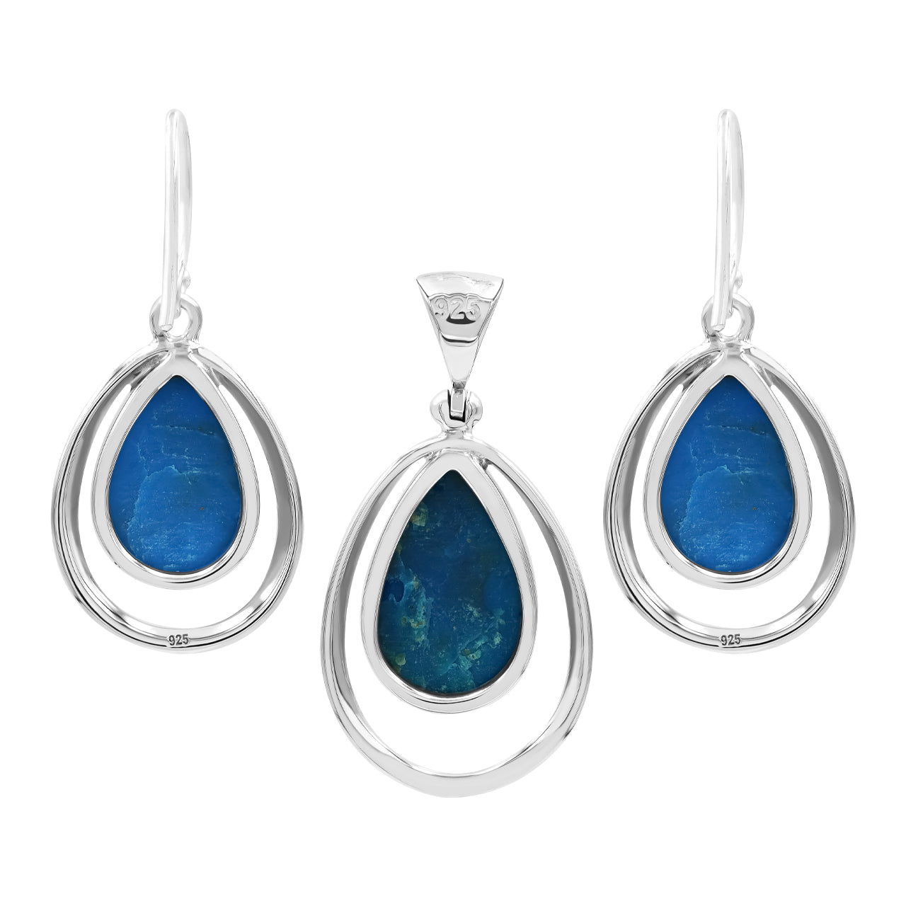 Sets Earrings and Pendant Peruvian Blue Opal