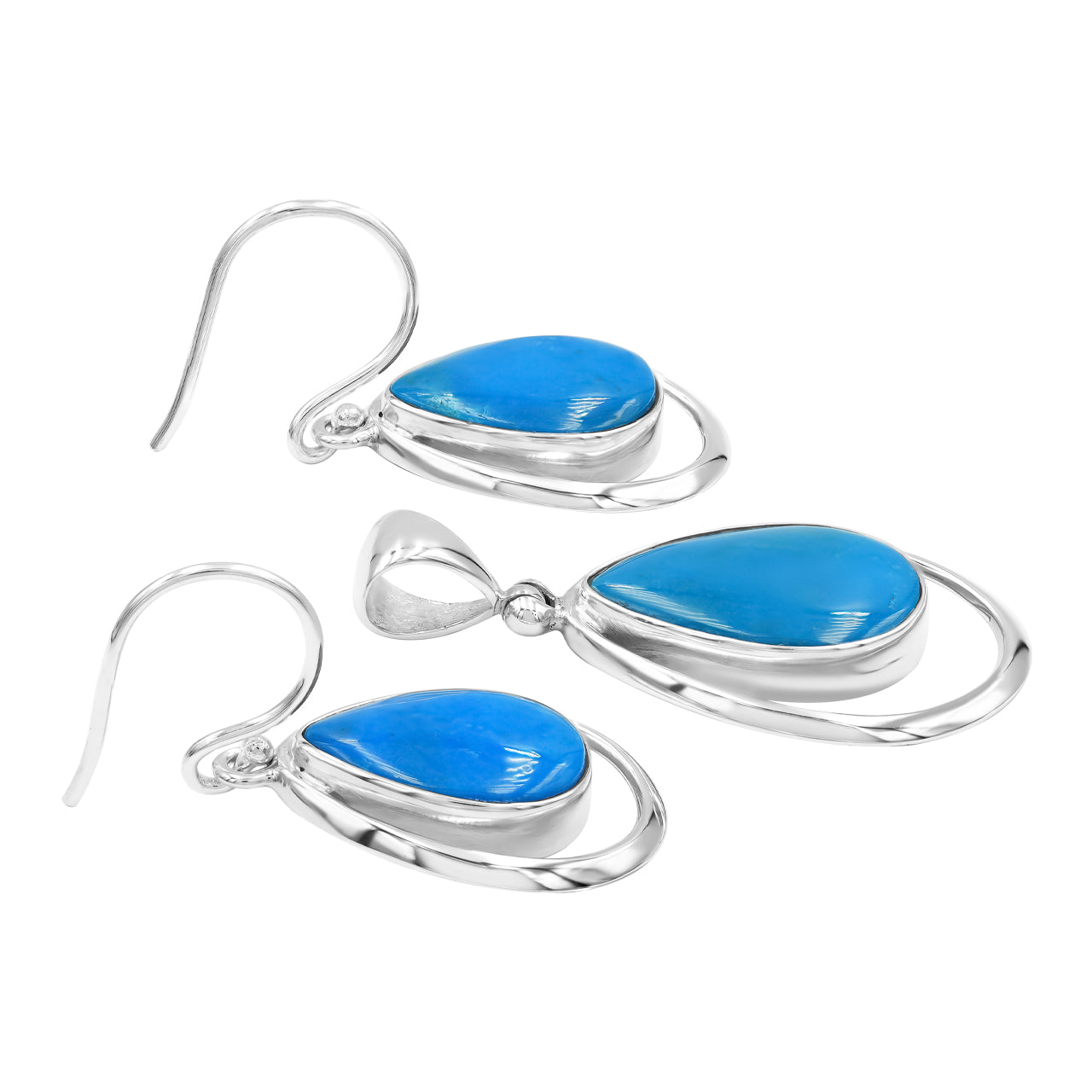 Sets Earrings and Pendant Peruvian Blue Opal